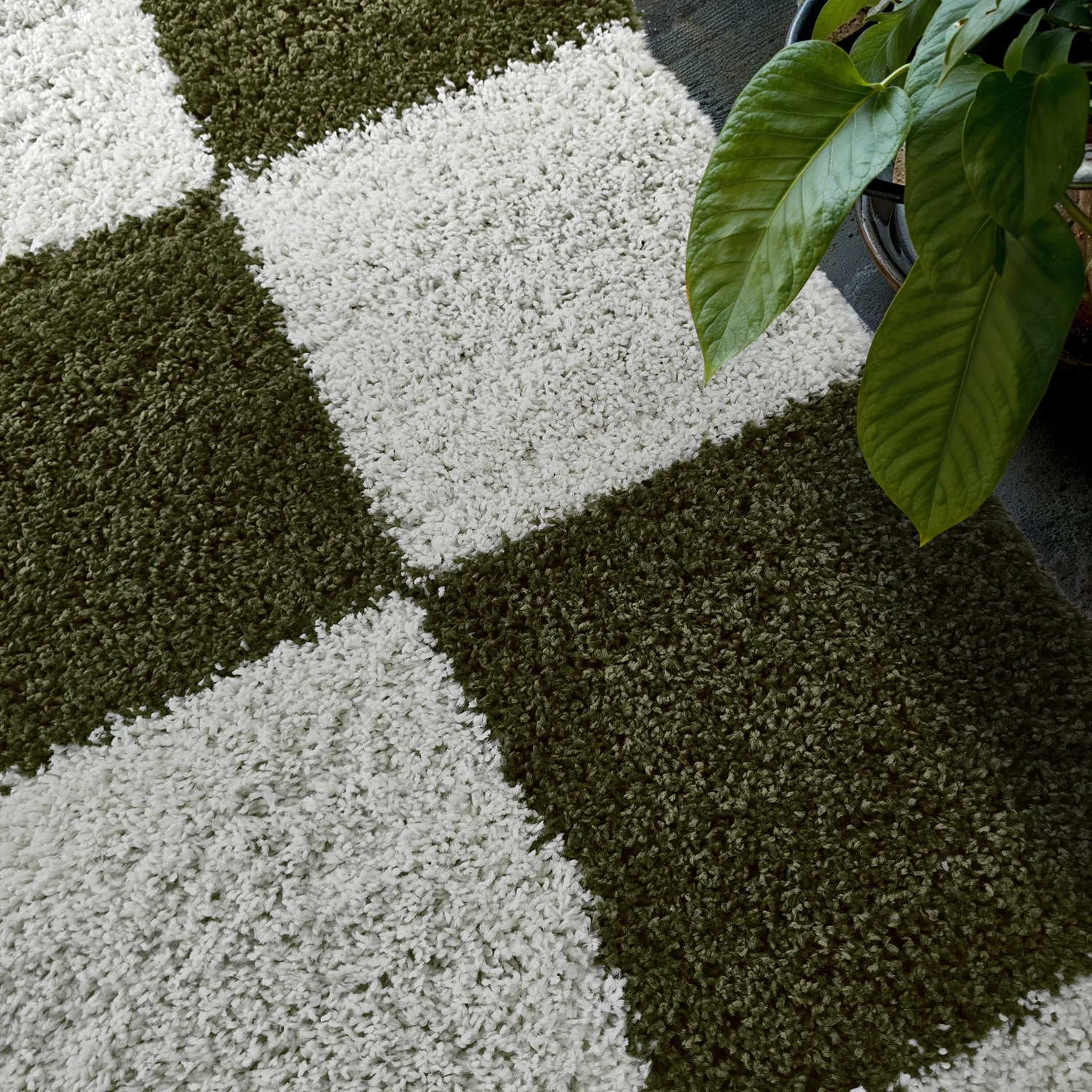 Shaggy szőnyeg - Gordes (zöld/fehér)