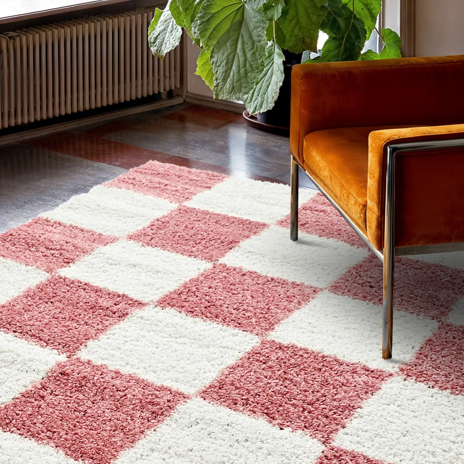 Shaggy szőnyeg - Gordes (rózsaszín/fehér)