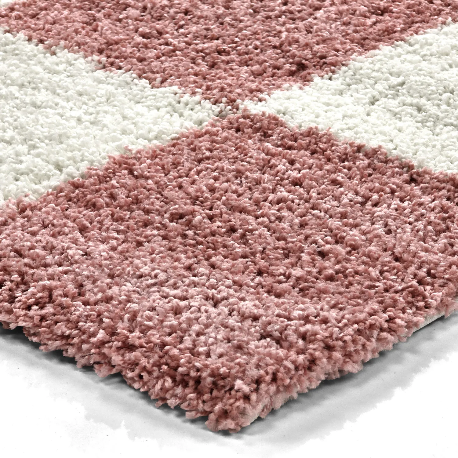 Shaggy szőnyeg - Gordes (rózsaszín/fehér)