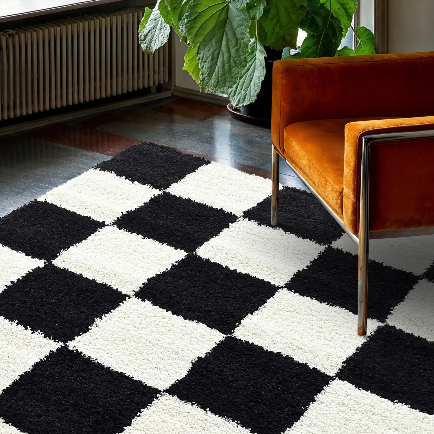 Shaggy szőnyeg - Gordes (fekete/fehér)