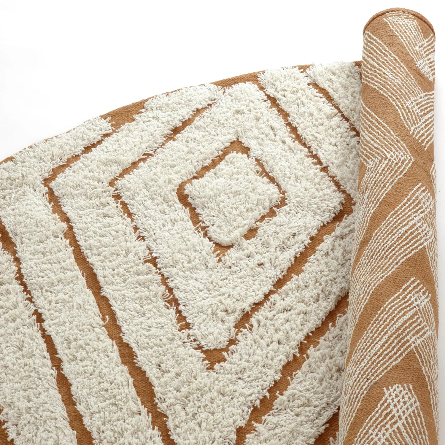 Kerek szőnyeg - Holwell Natural Cotton Shaggy (törtfehér/barna)