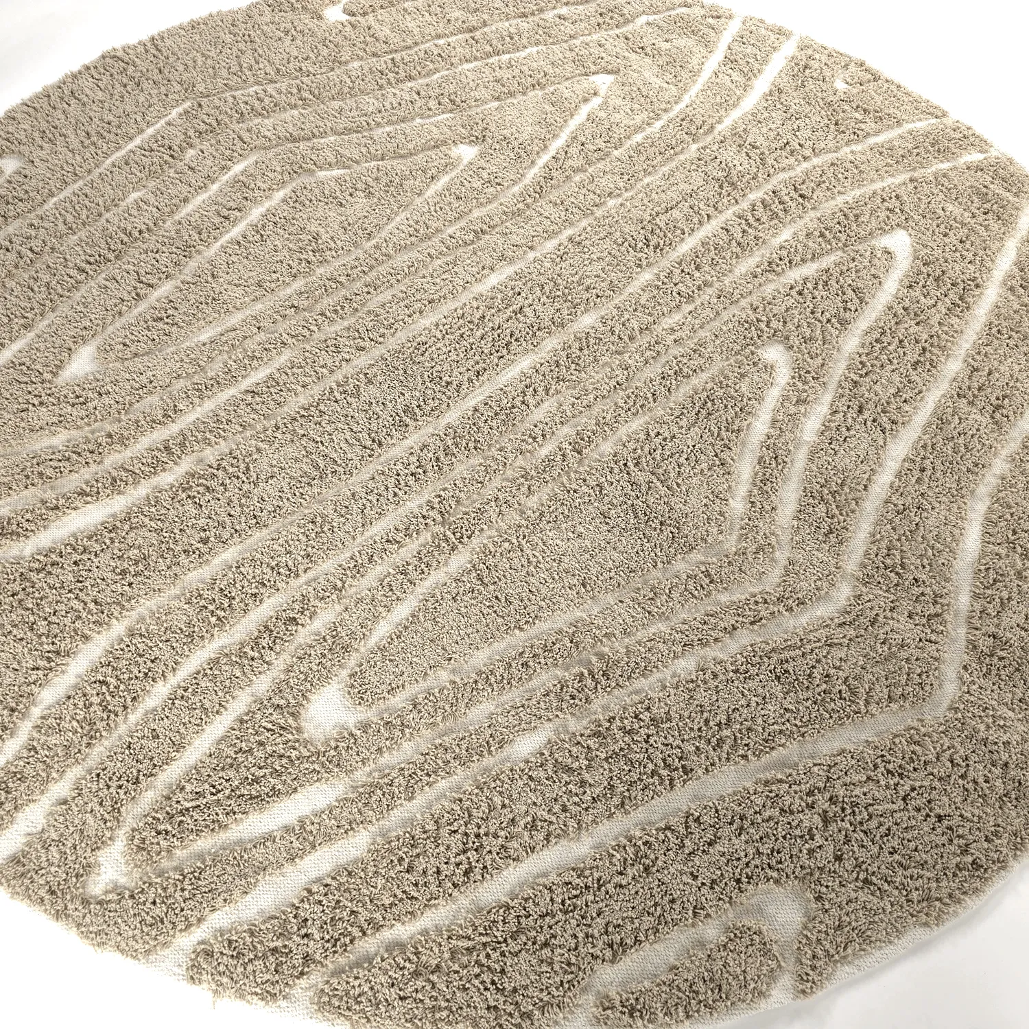 Kerek szőnyeg - Kindon Natural Cotton Shaggy (bézs/fehér)