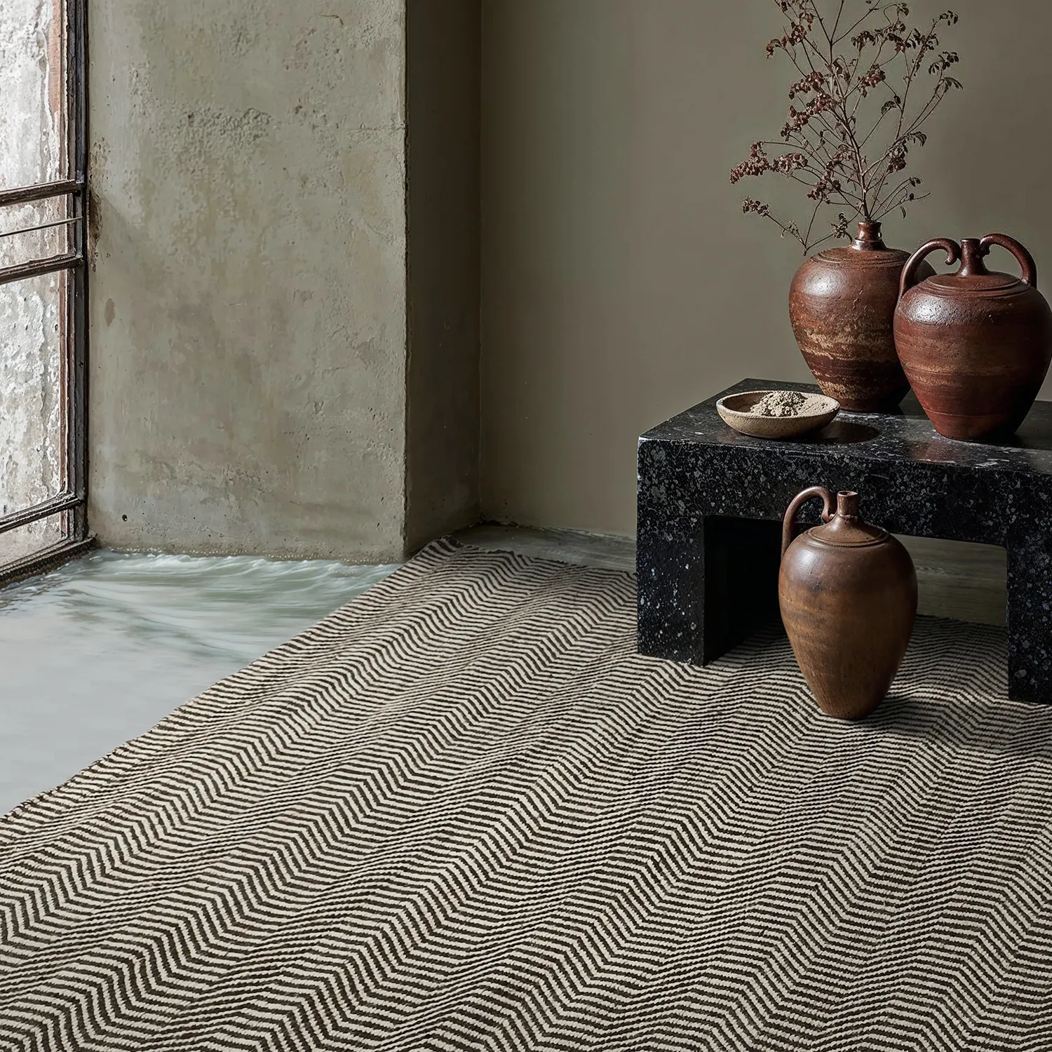 Gyapjúszőnyeg - Larkana (bézs/fekete)