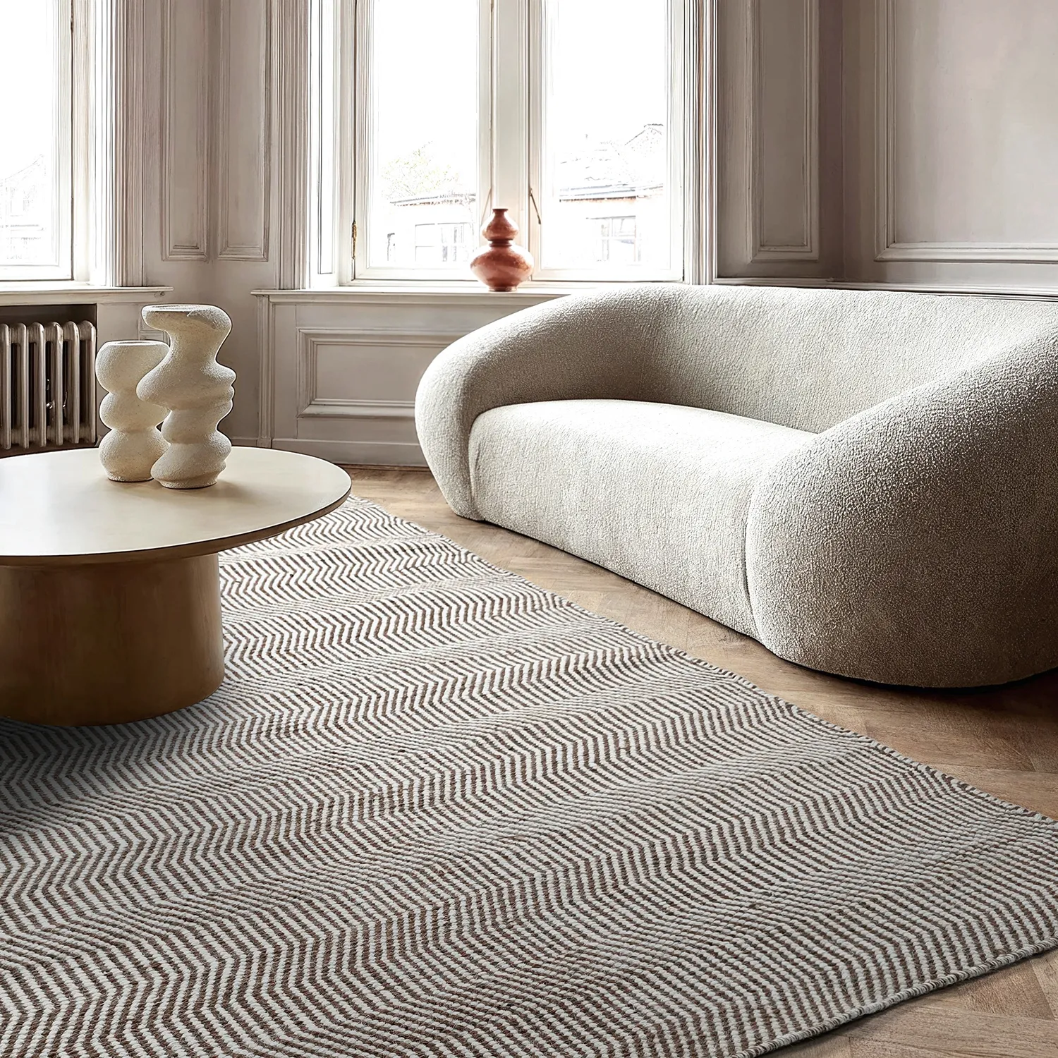 Gyapjúszőnyeg - Larkana (barna/fehér)