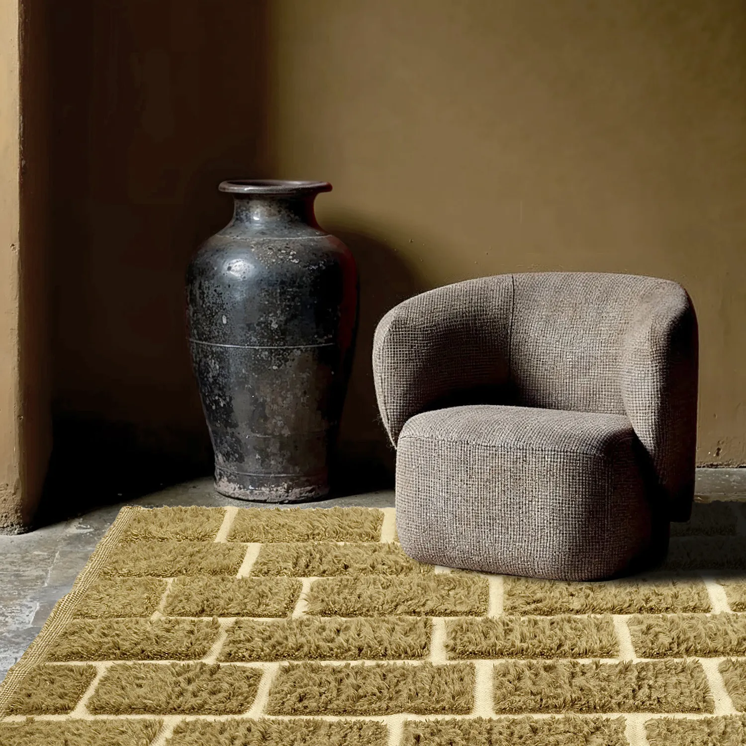 Shaggy szőnyeg - Leknes Hand Woven Wool Shaggy (zöld)