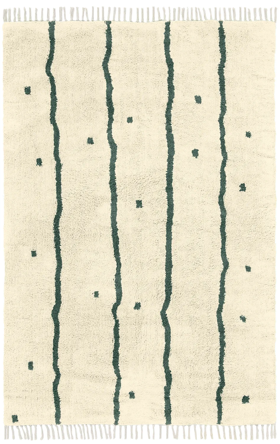 Shaggy szőnyeg - Leora Natural Cotton Shaggy (bézs/zöld)