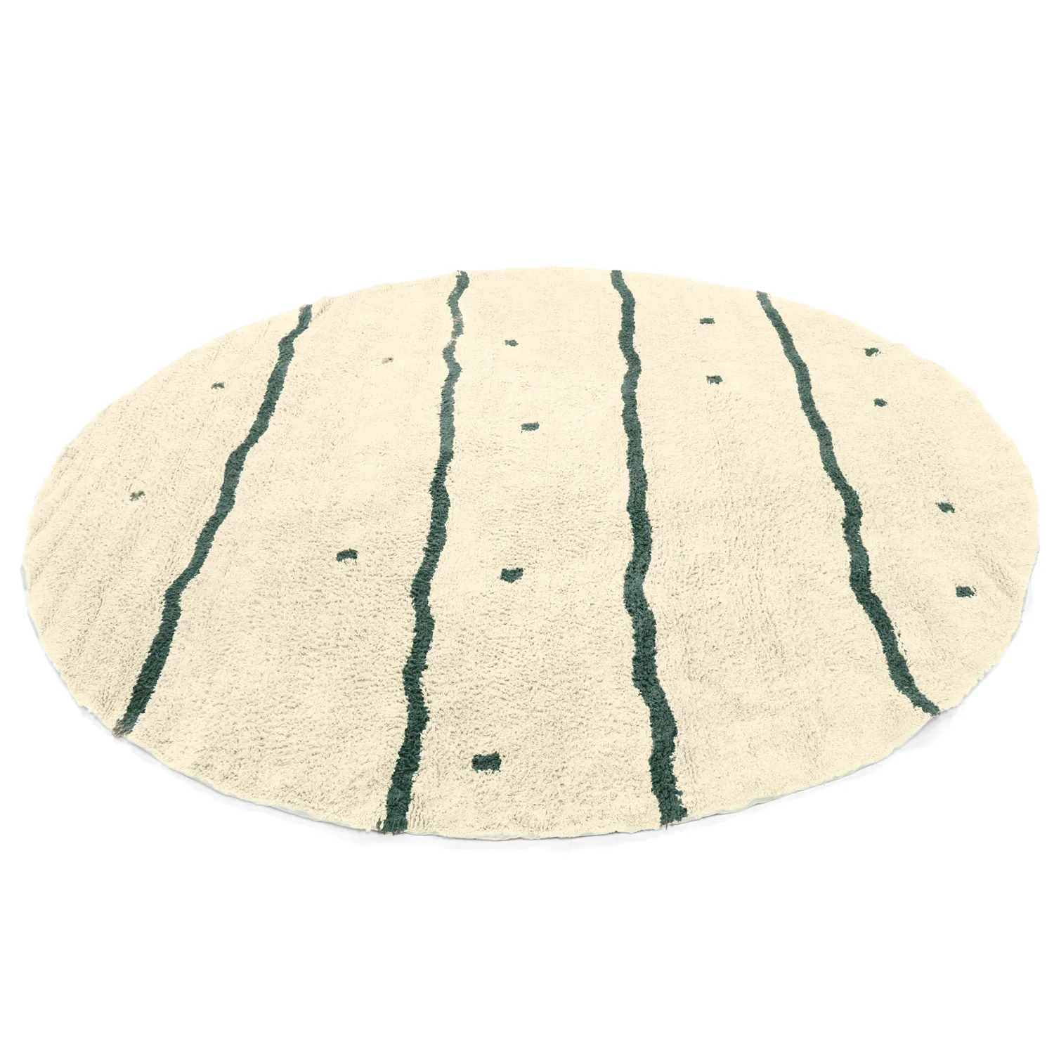Kerek szőnyeg - Leora Natural Cotton Shaggy (bézs/zöld)