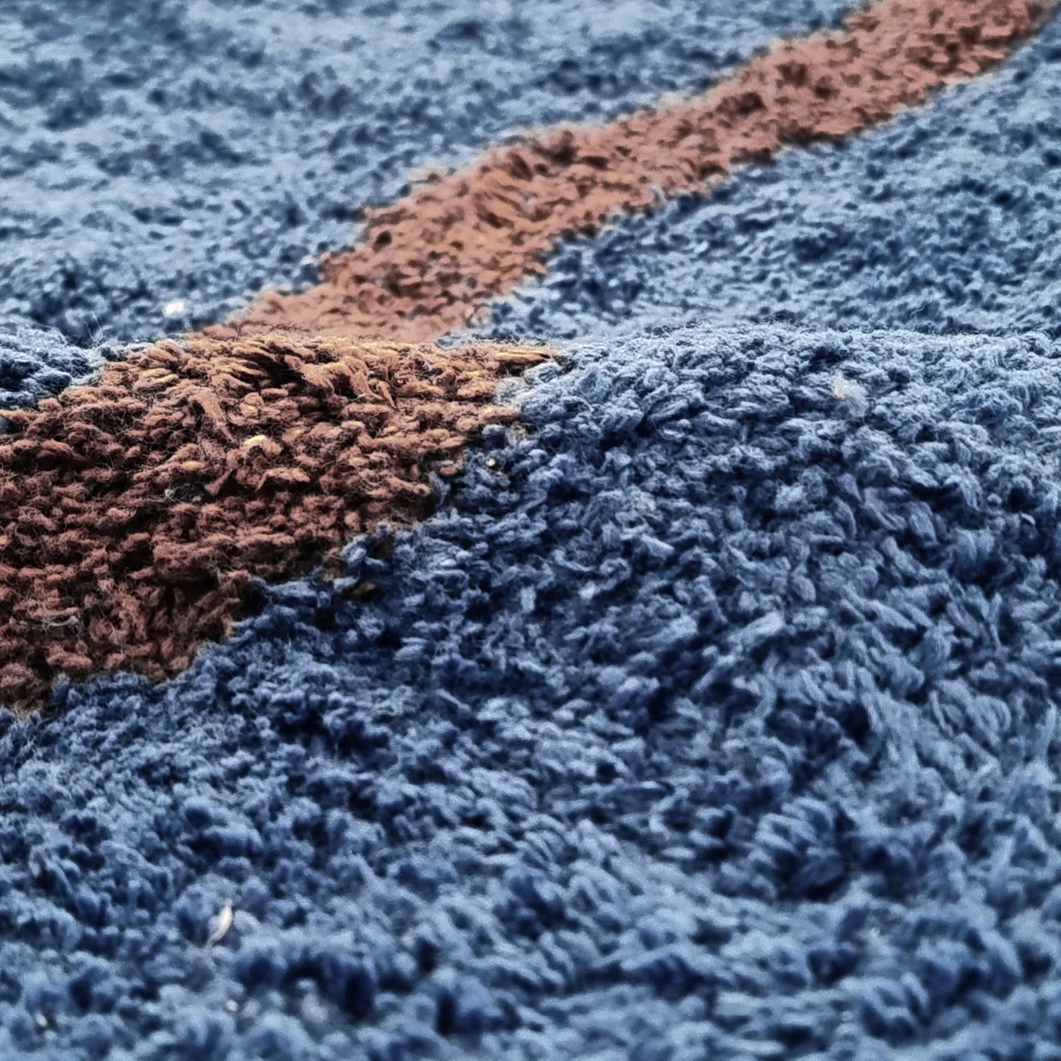 Kerek szőnyeg - Leora Natural Cotton Shaggy (kék/barna)