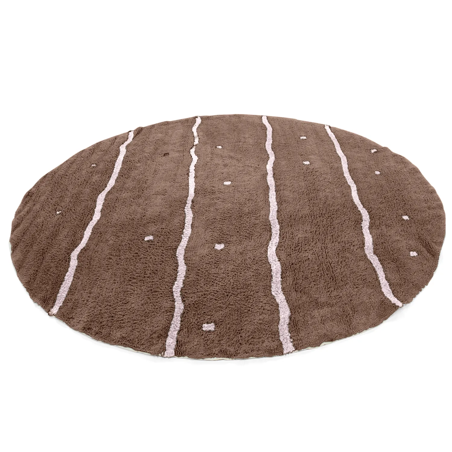 Kerek szőnyeg - Leora Natural Cotton Shaggy (barna/lila)