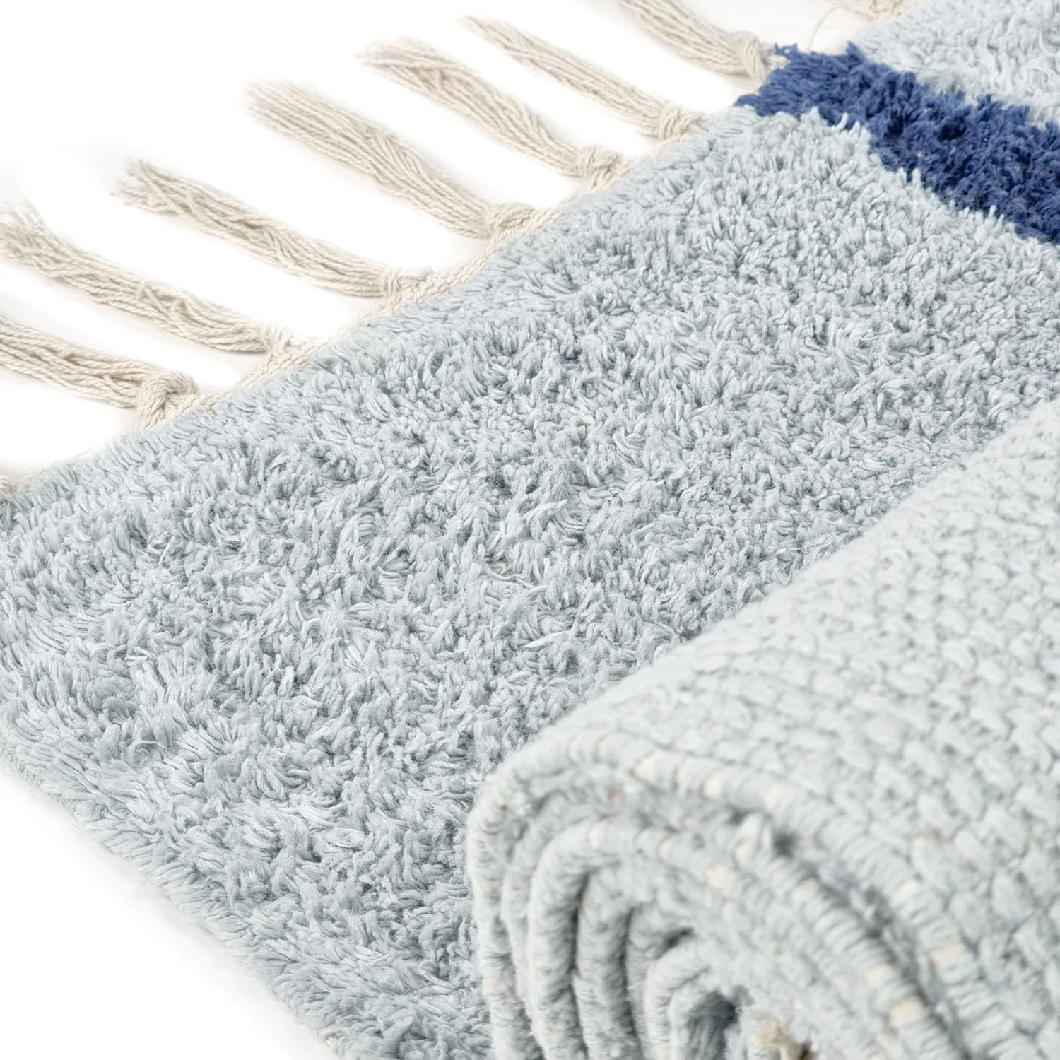 Shaggy szőnyeg - Leora Natural Cotton Shaggy (szürke/kék)