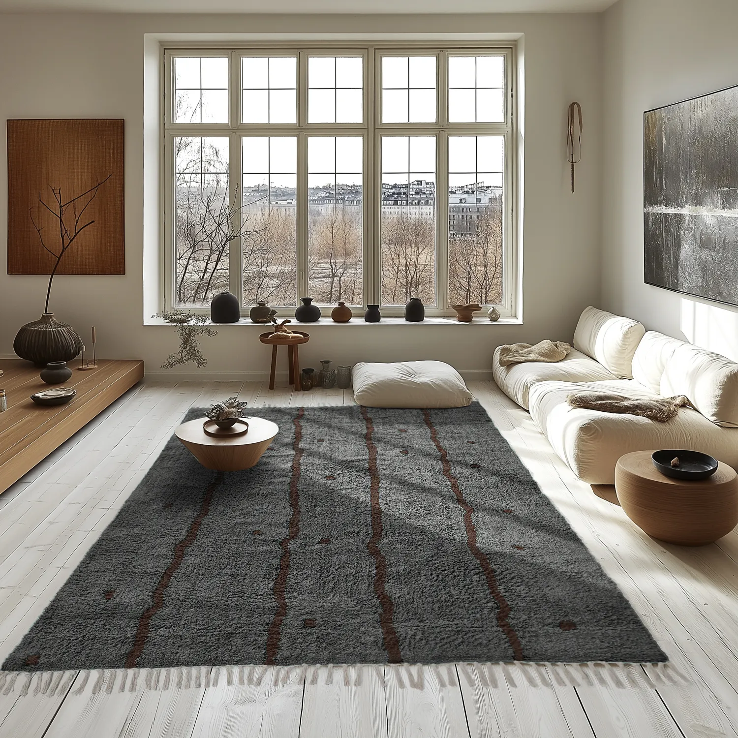 Shaggy szőnyeg - Leora Natural Cotton Shaggy (fekete/barna)