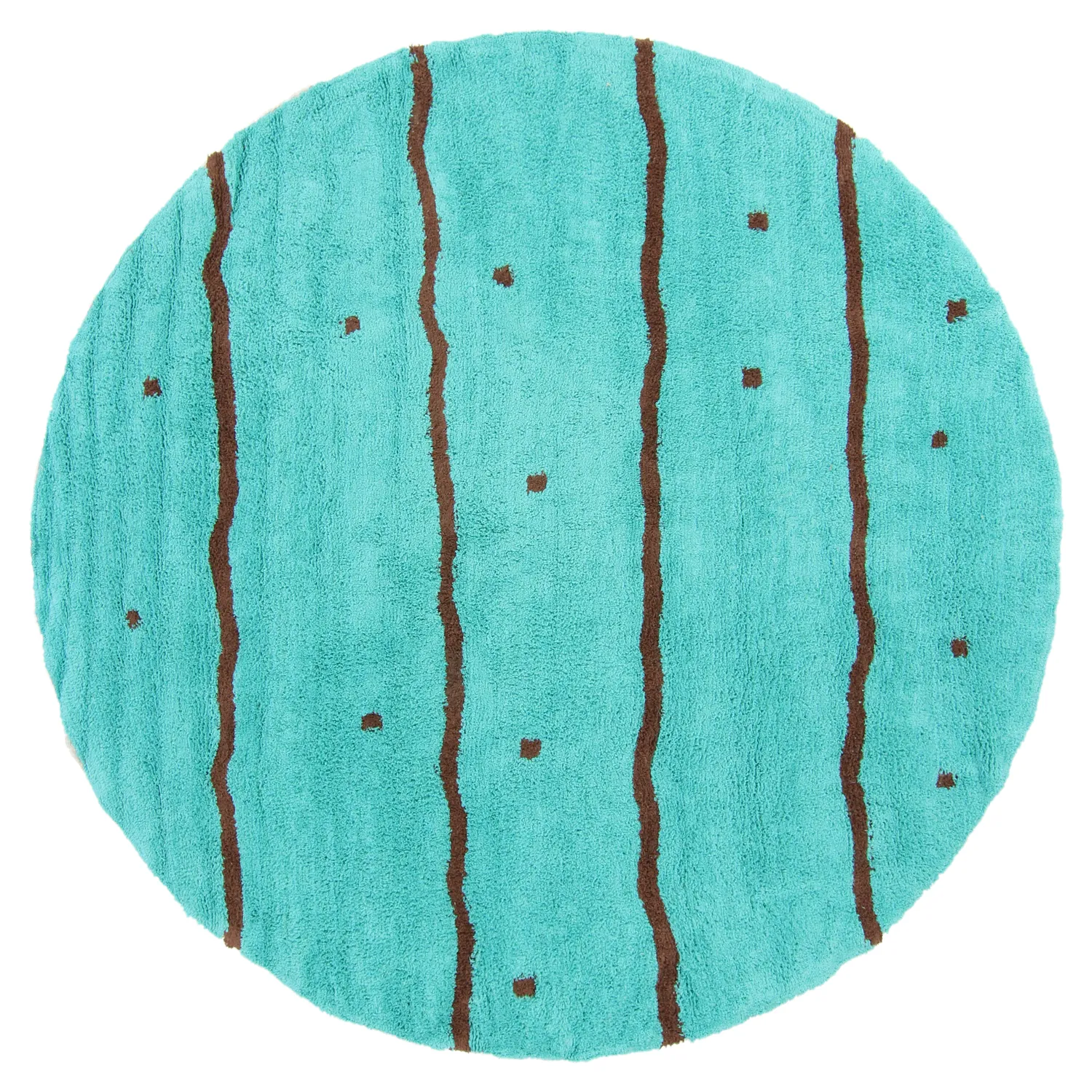 Kerek szőnyeg - Leora Natural Cotton Shaggy (türkiz/barna)