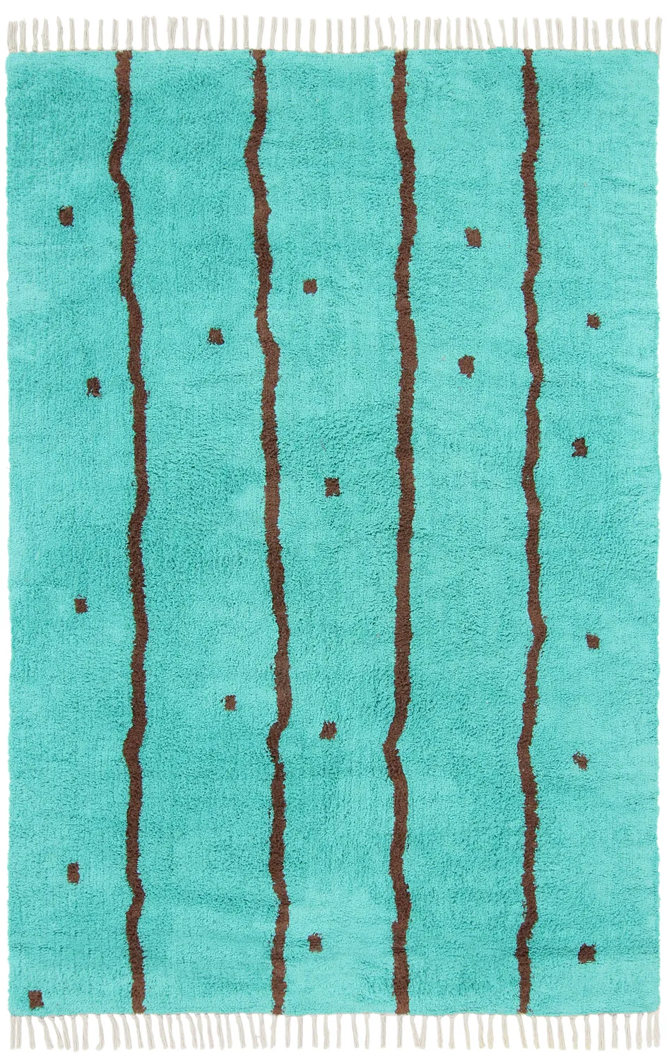 Shaggy szőnyeg - Leora Natural Cotton Shaggy (türkiz/barna)