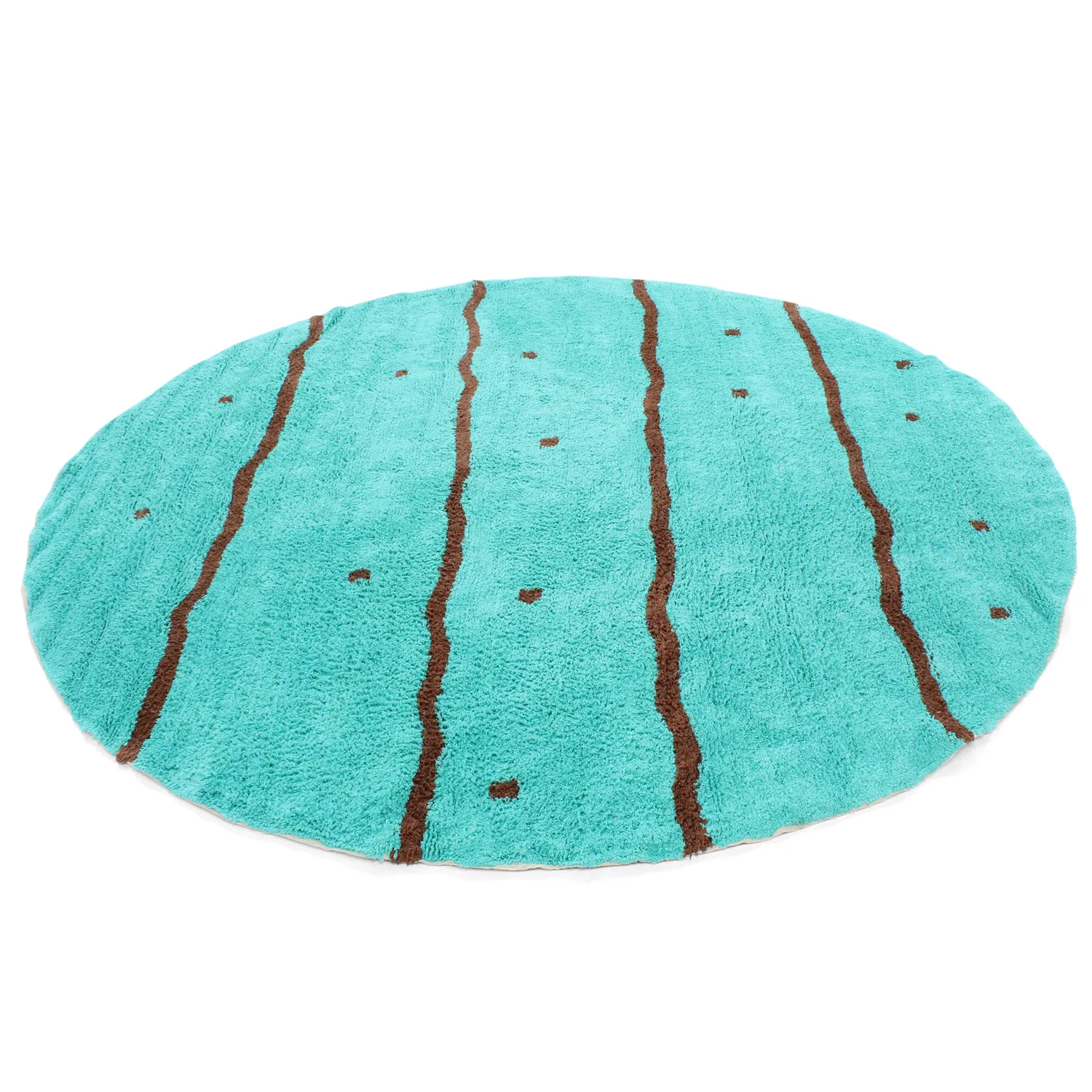 Kerek szőnyeg - Leora Natural Cotton Shaggy (türkiz/barna)