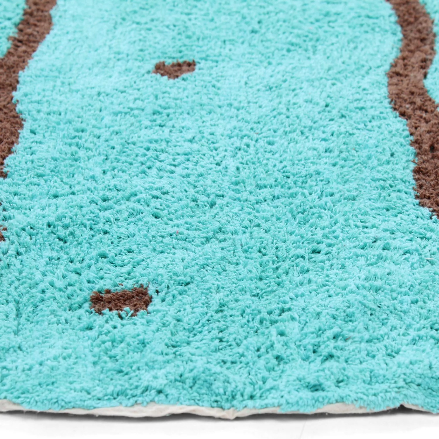 Kerek szőnyeg - Leora Natural Cotton Shaggy (türkiz/barna)