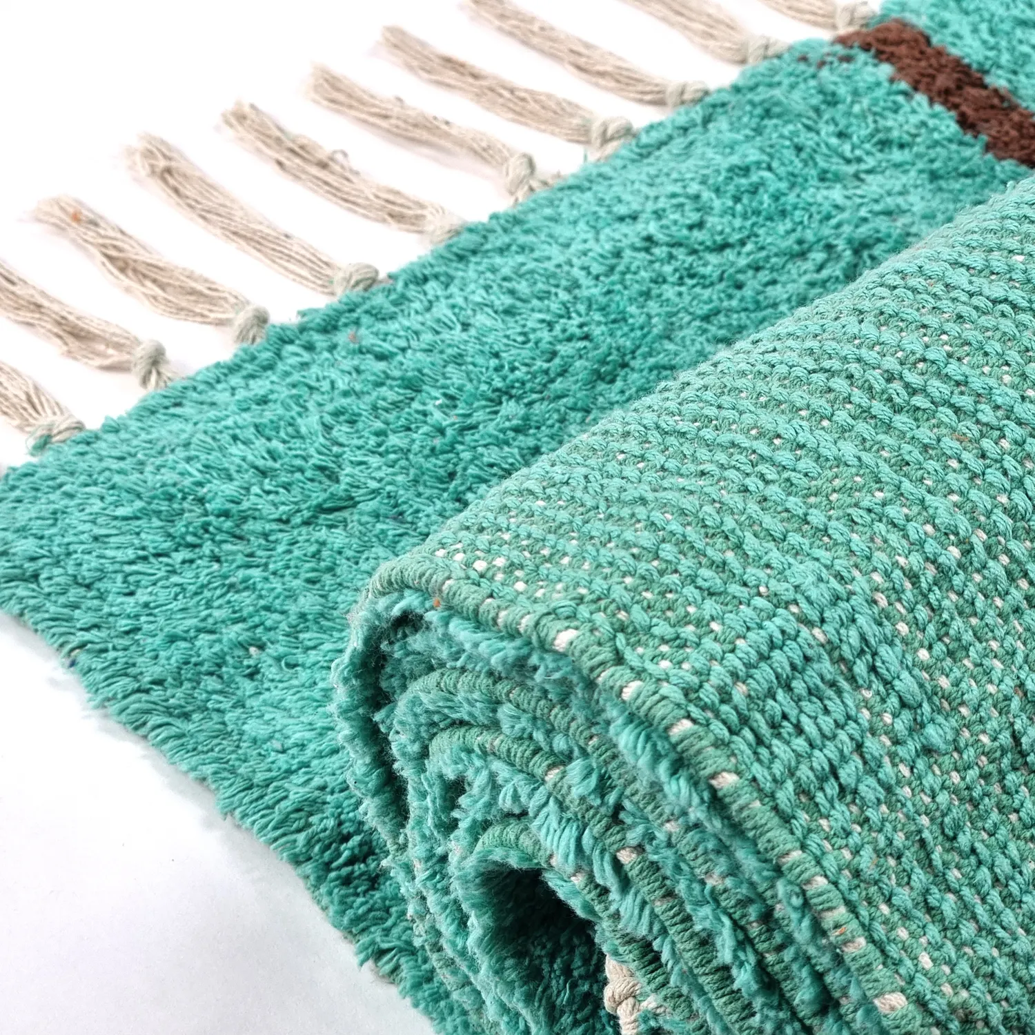 Shaggy szőnyeg - Leora Natural Cotton Shaggy (türkiz/barna)