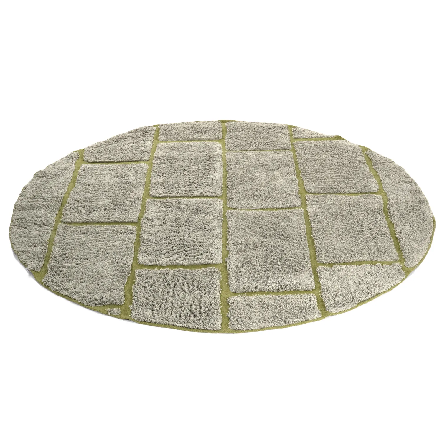 Kerek szőnyeg - Lindley Natural Cotton Shaggy (greige/zöld)