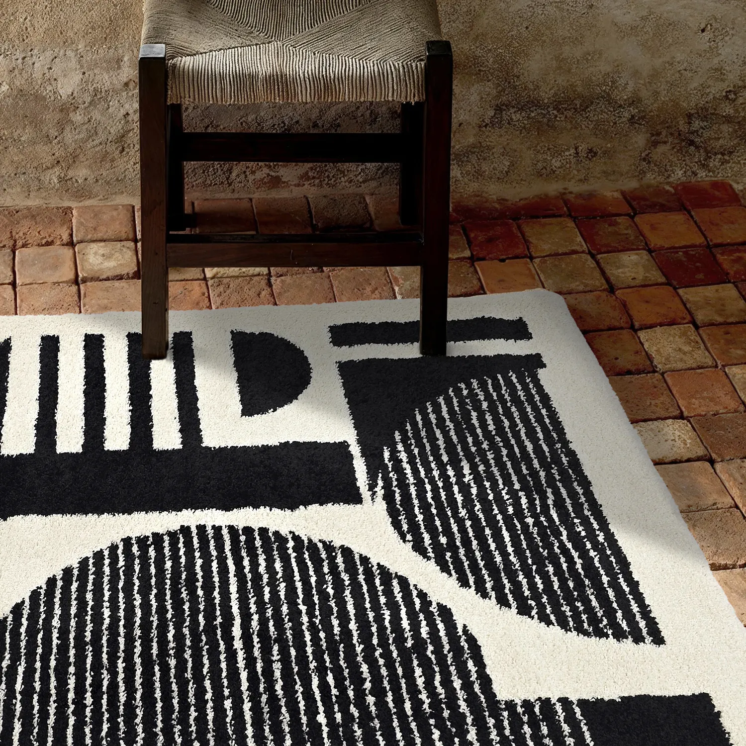 Shaggy szőnyeg - Maron (fekete/fehér)