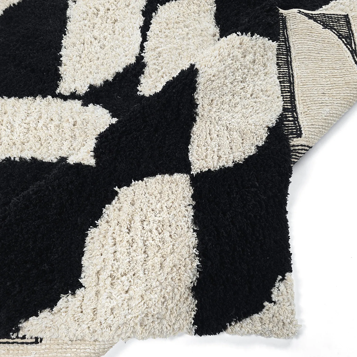 Shaggy szőnyeg - Marvao Natural Cotton Shaggy (törtfehér/fekete)