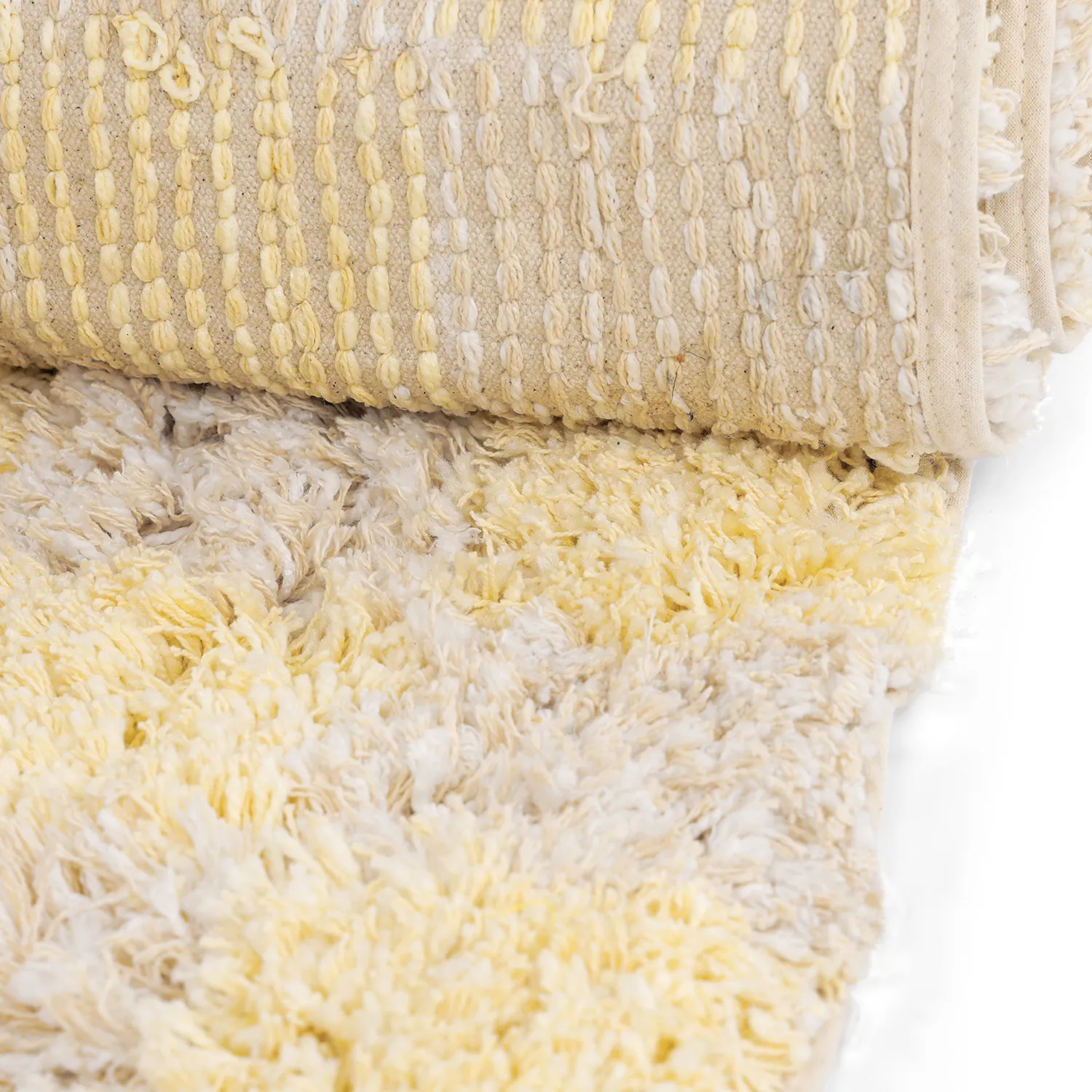 Shaggy szőnyeg - Methoni Check Cotton Shaggy (krém/világossárga)