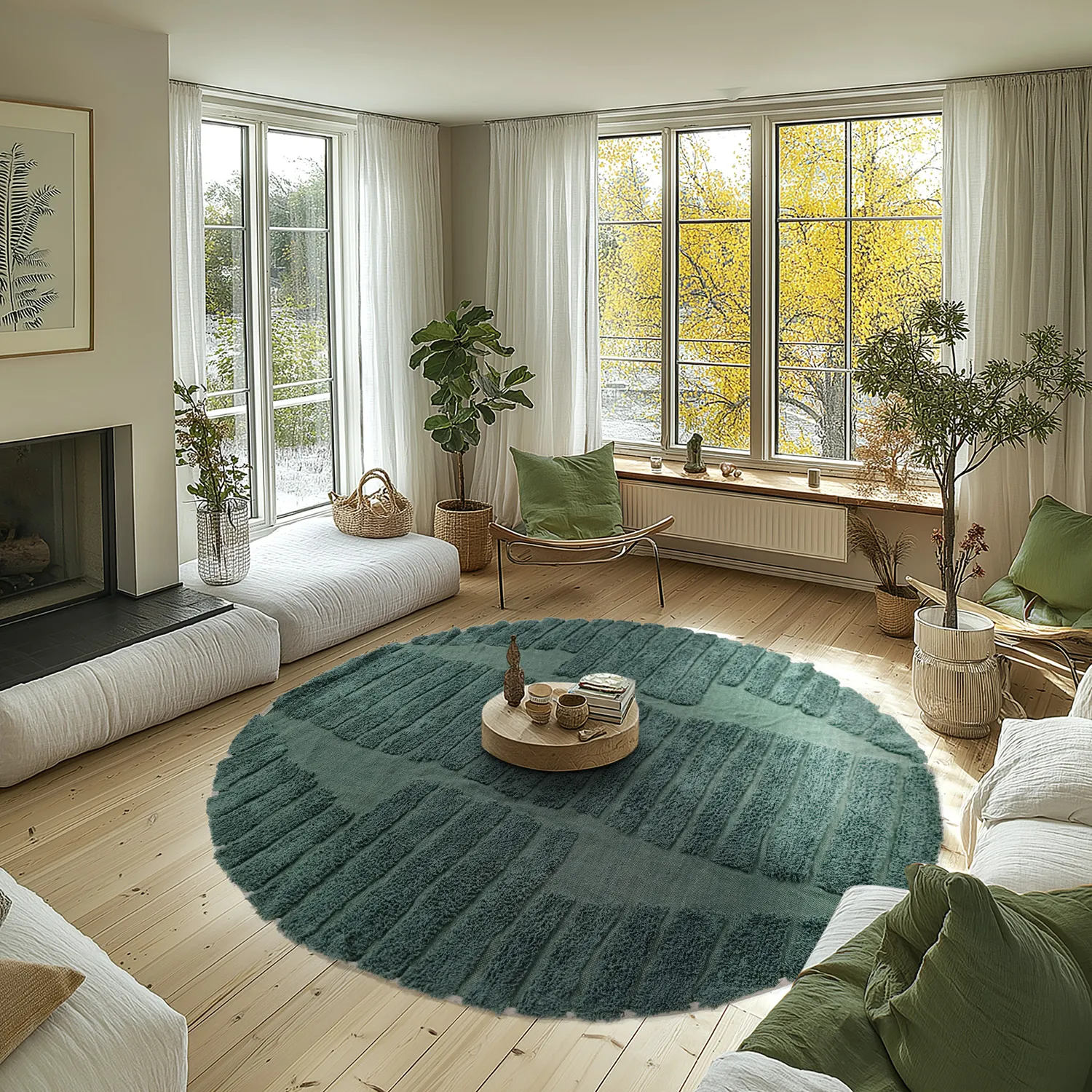 Kerek szőnyeg - Rani Natural Cotton Shaggy (zöld)