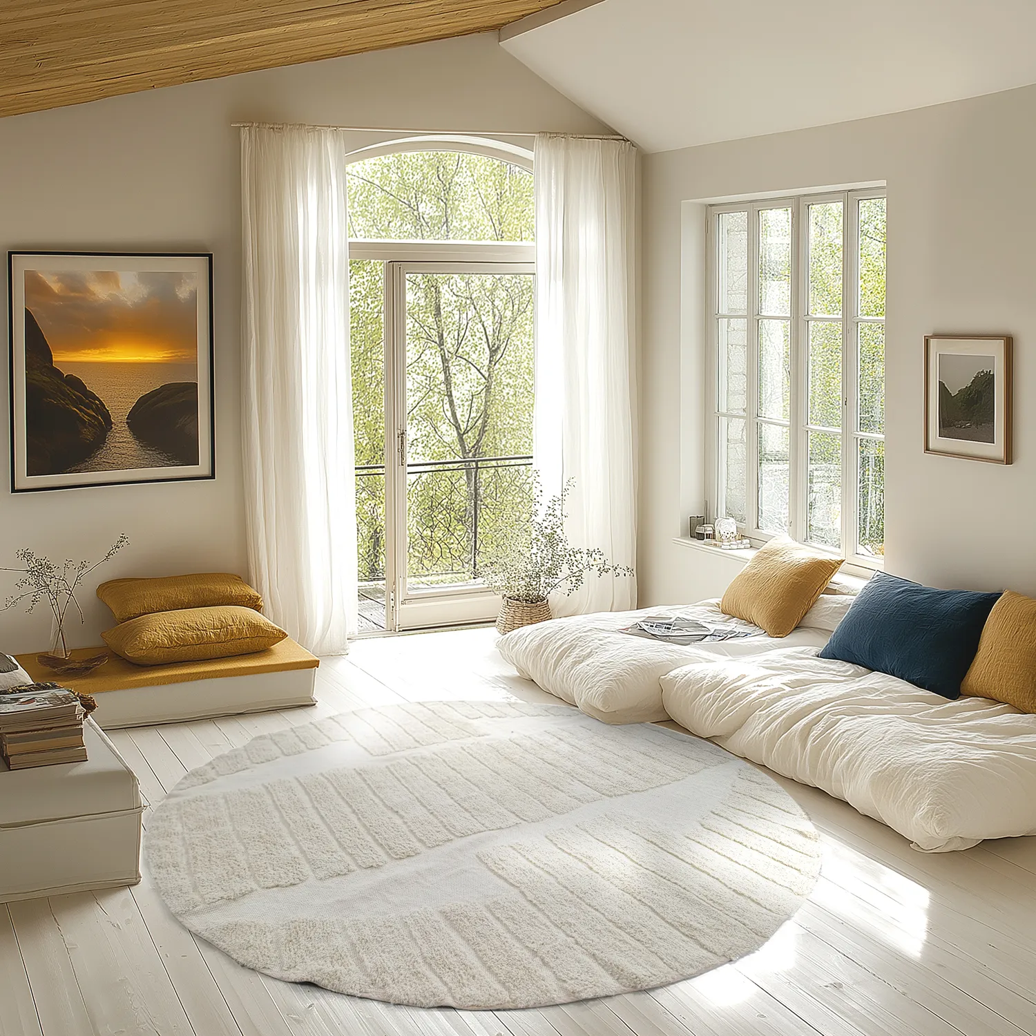 Kerek szőnyeg - Rani Natural Cotton Shaggy (piszkosfehér)