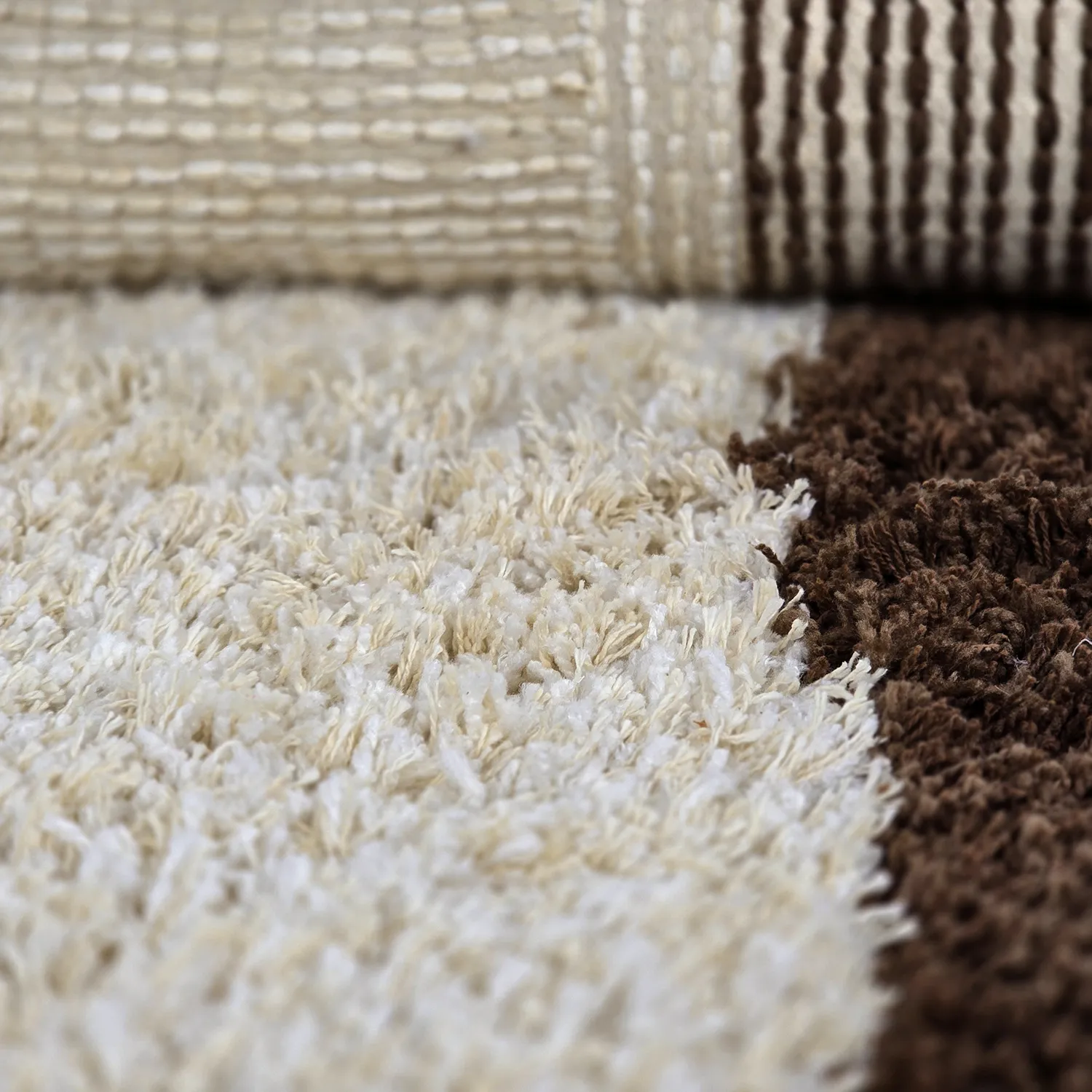Shaggy szőnyeg - Sagres Natural Cotton Shaggy (törtfehér/barna)