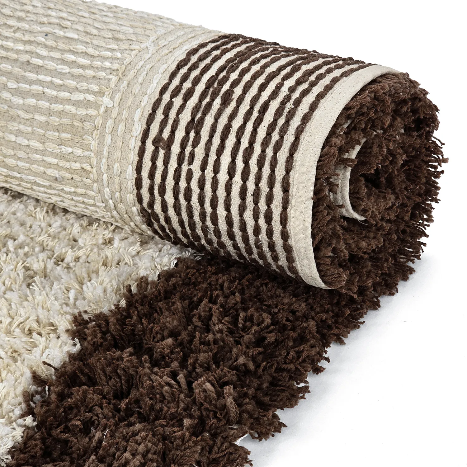 Shaggy szőnyeg - Sagres Natural Cotton Shaggy (törtfehér/barna)