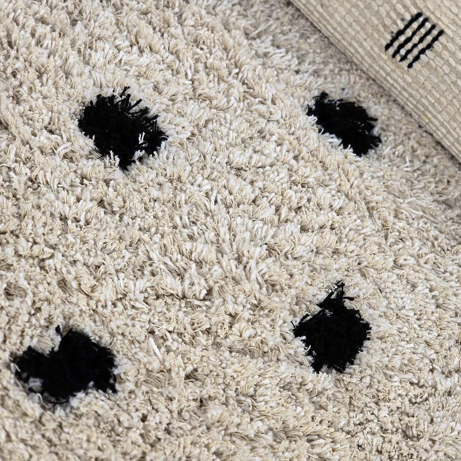 Shaggy szőnyeg - Soria Natural Cotton Shaggy (törtfehér/fekete)