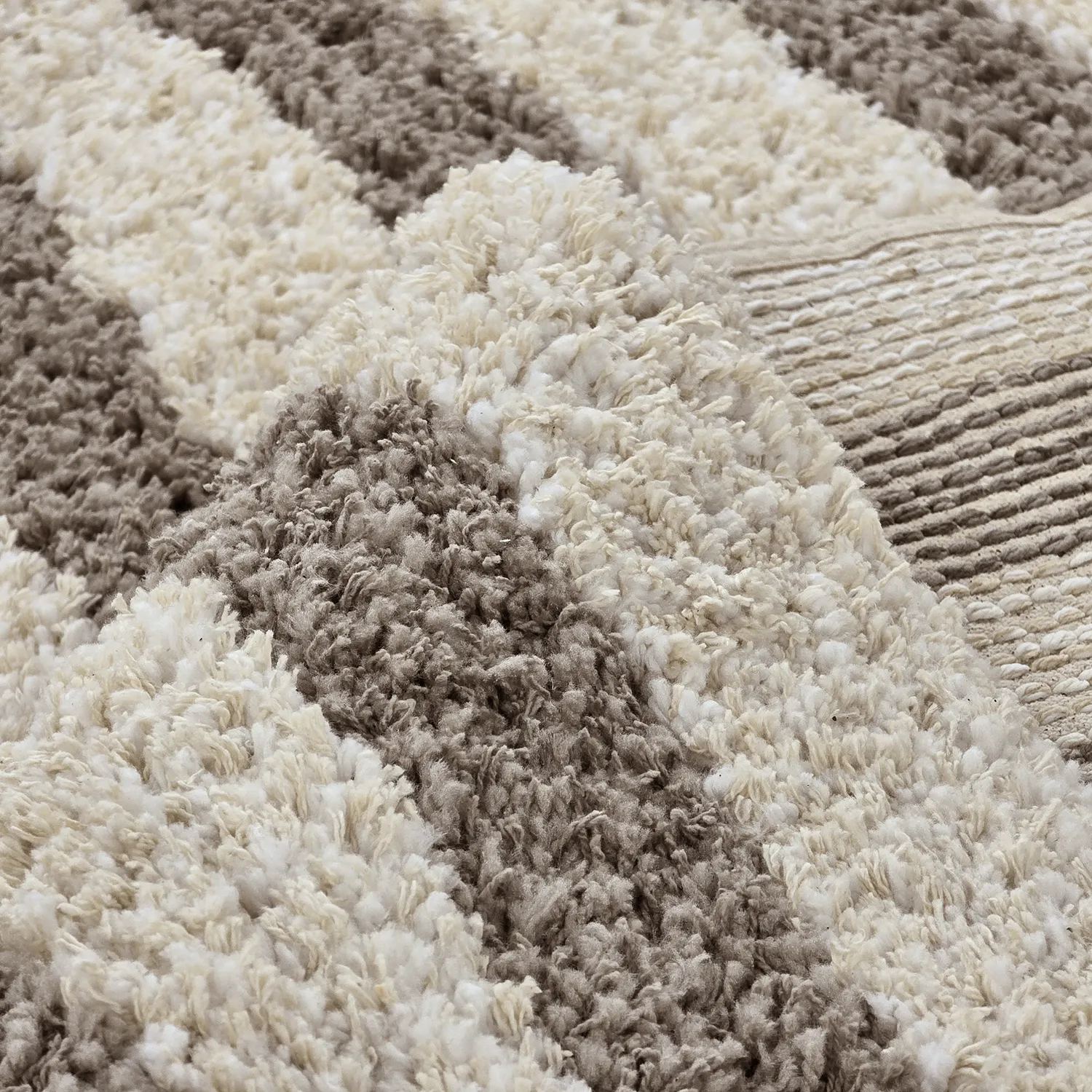 Shaggy szőnyeg - Thira Stripe Cotton Shaggy (krém/taupe)