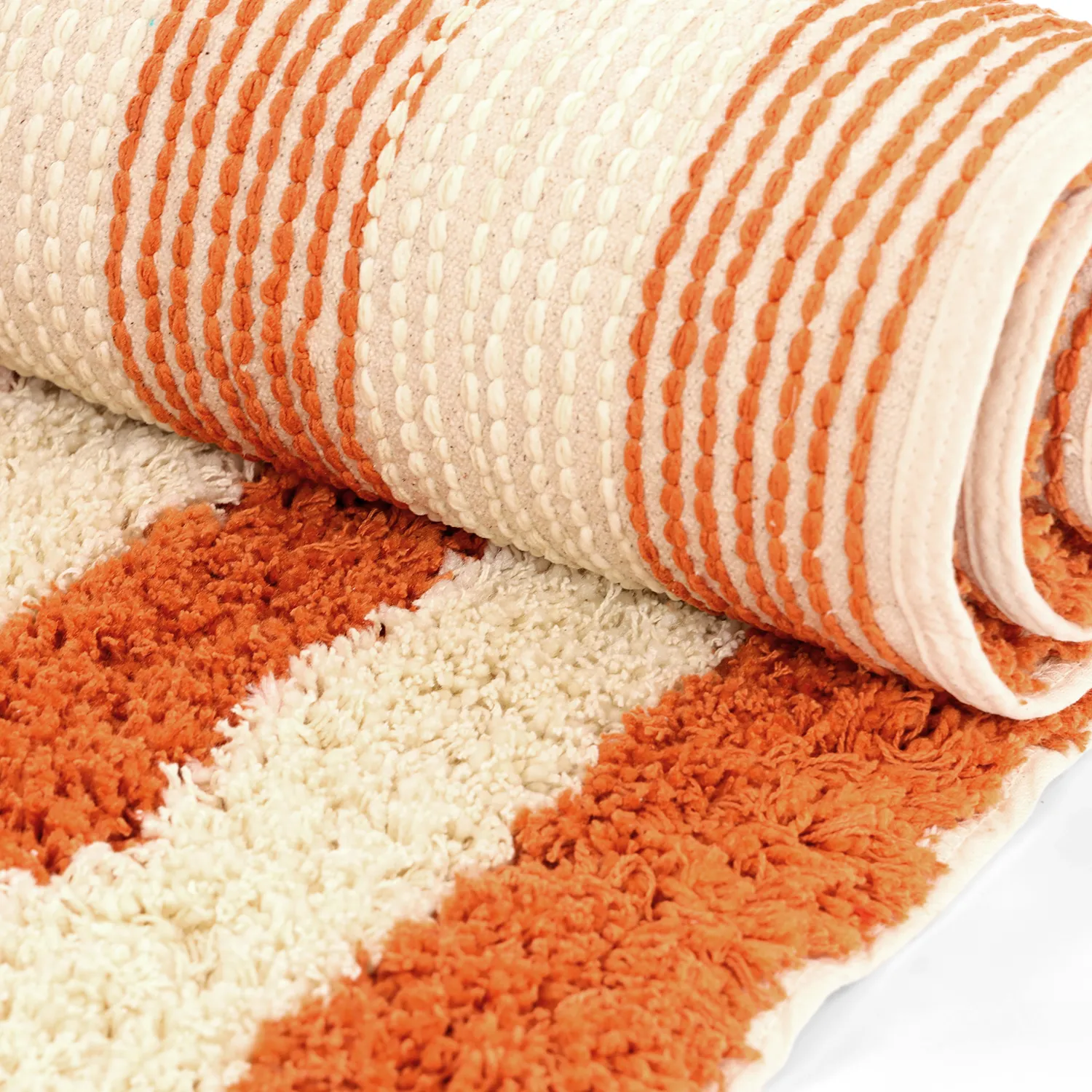 Shaggy szőnyeg - Thira Stripe Cotton Shaggy (világossárga/világos narancs)