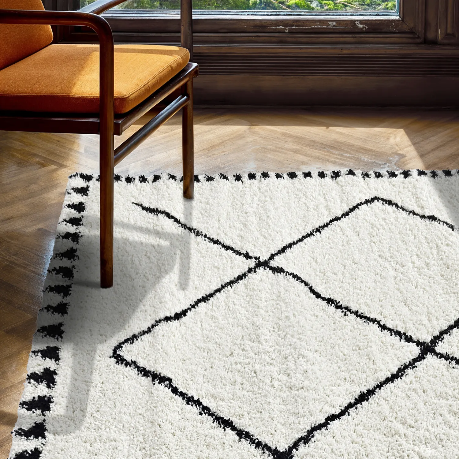 Shaggy szőnyeg - Tiznit (fehér/fekete)