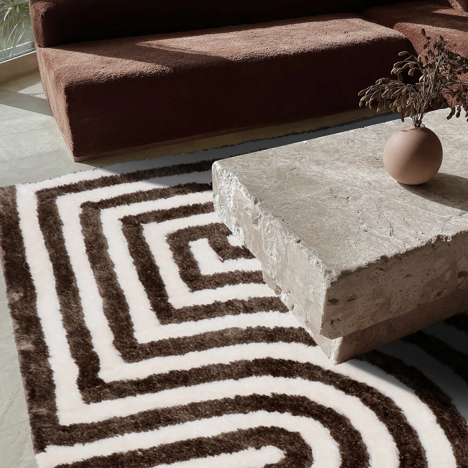 Shaggy szőnyeg - Volos (krém/barna)