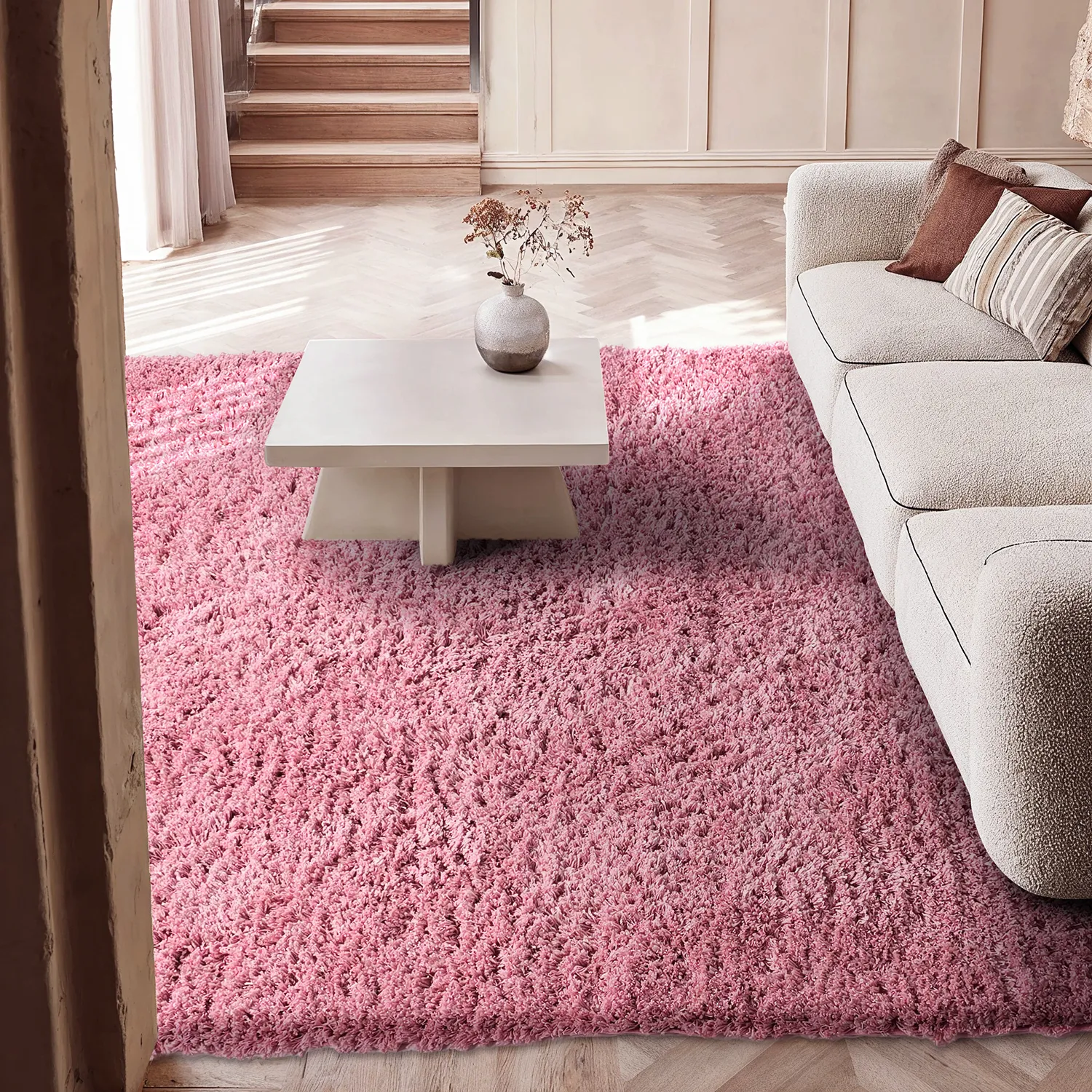 Shaggy szőnyeg - Combarro Solid Cotton Shaggy (világos rózsaszín)