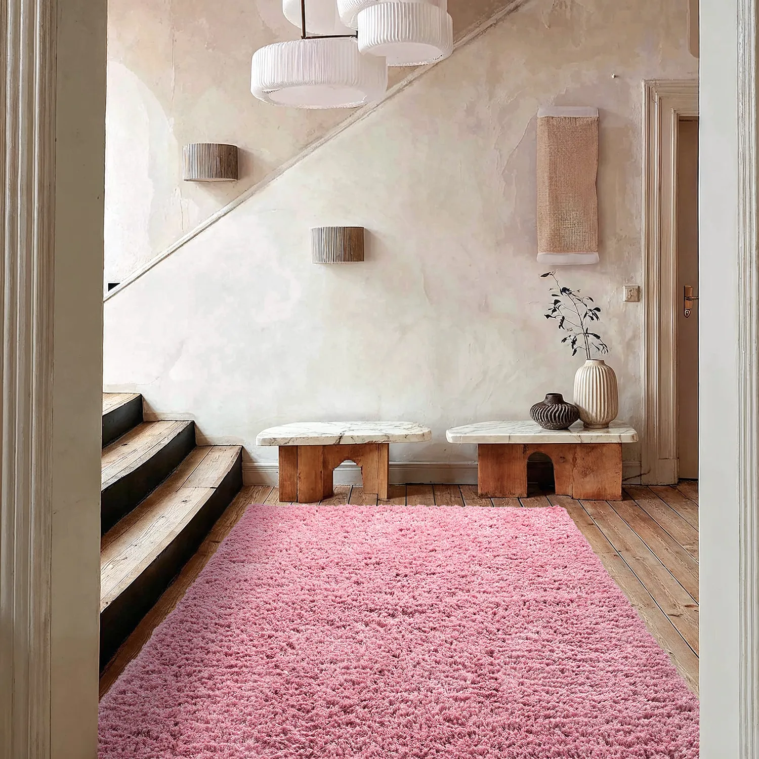 Shaggy szőnyeg - Combarro Solid Cotton Shaggy (világos rózsaszín)