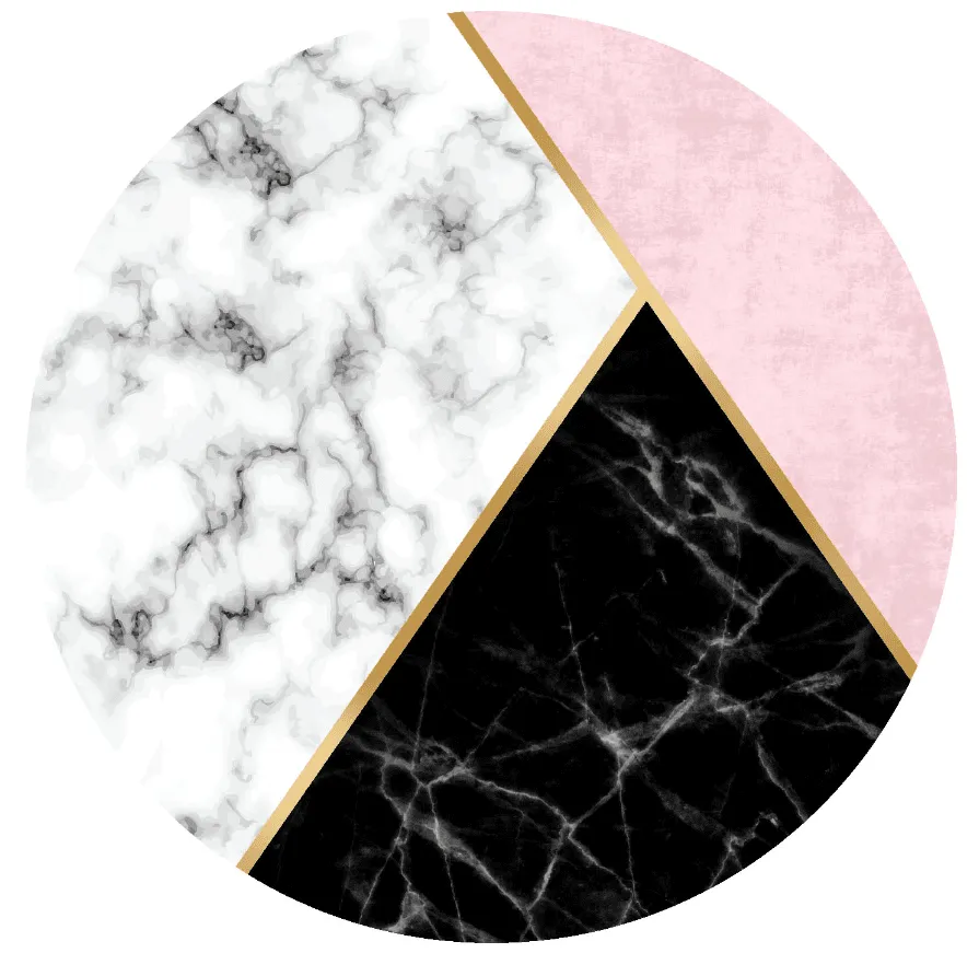 Kerek szőnyeg - Savino (fekete/fehér/rózsaszín)