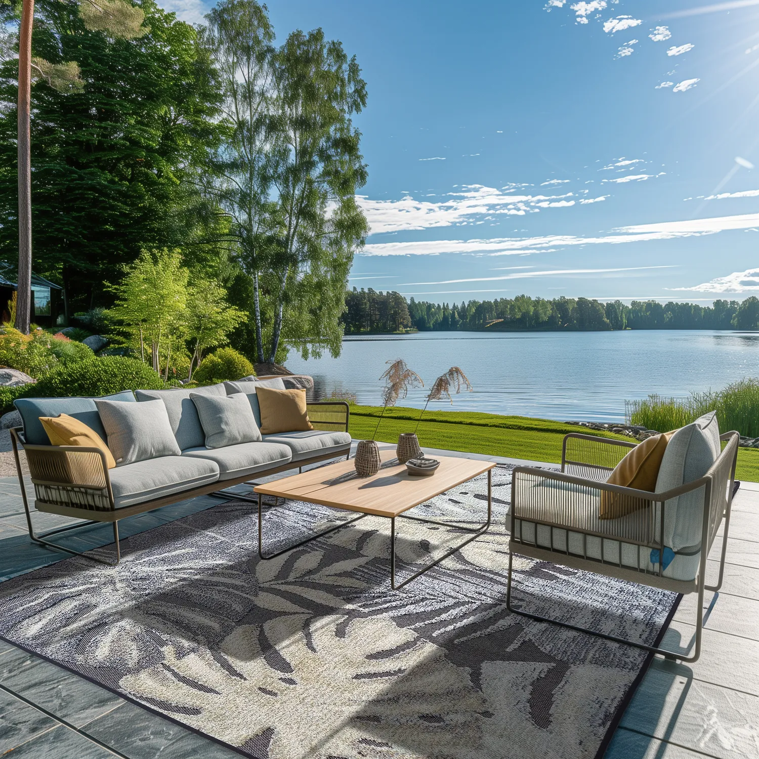 Beltéri és kültéri szőnyeg - Maui (fekete/többszínű)