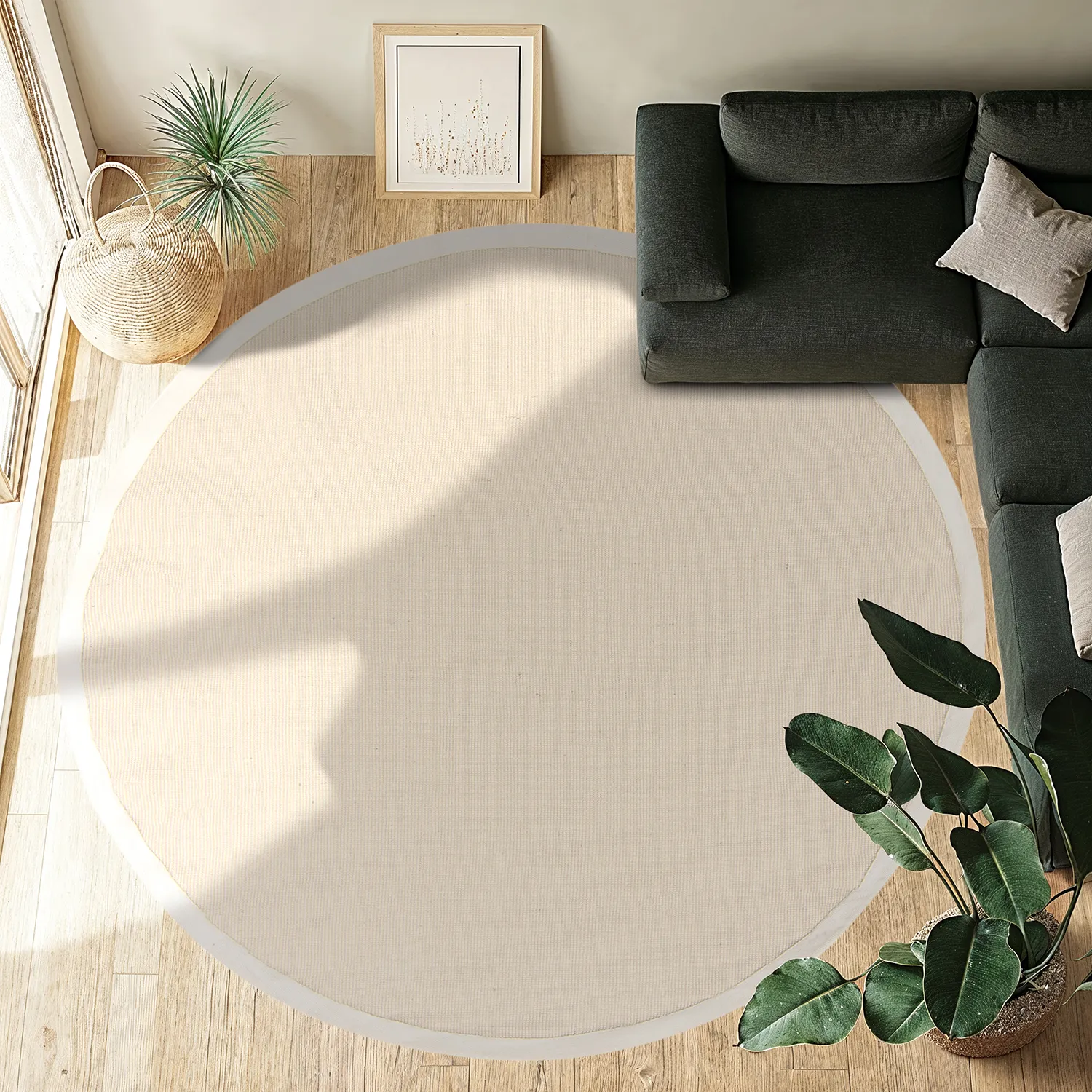 Kerek szizál szőnyeg - Agave (természetes fehér)