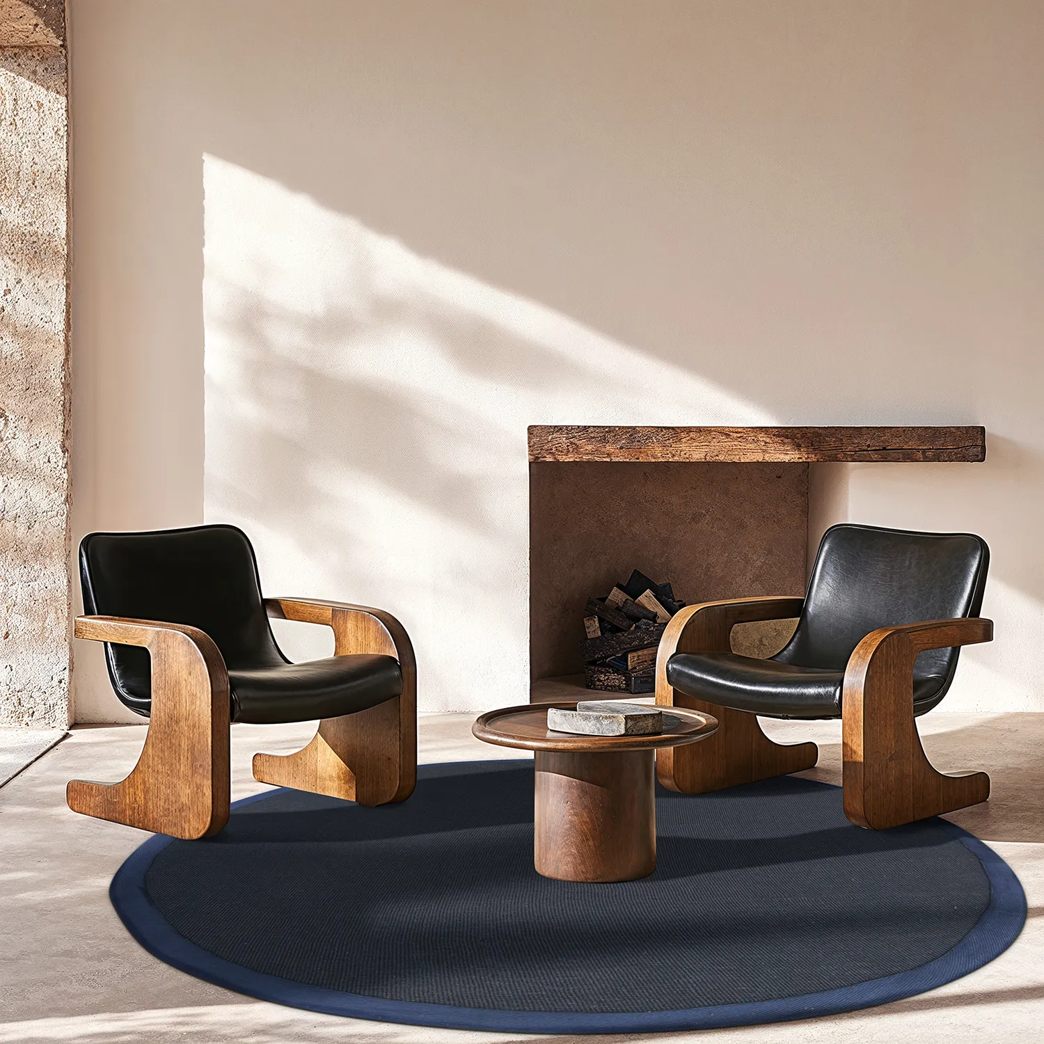 Kerek szizál szőnyeg - Agave (sötétkék)