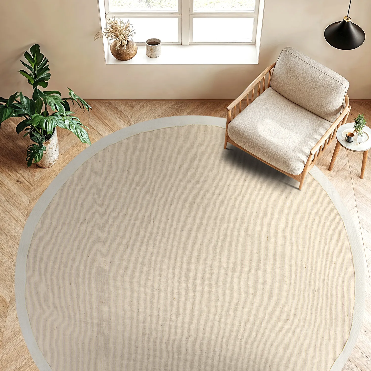 Kerek szizál szőnyeg - Agave (bézs/szürke)