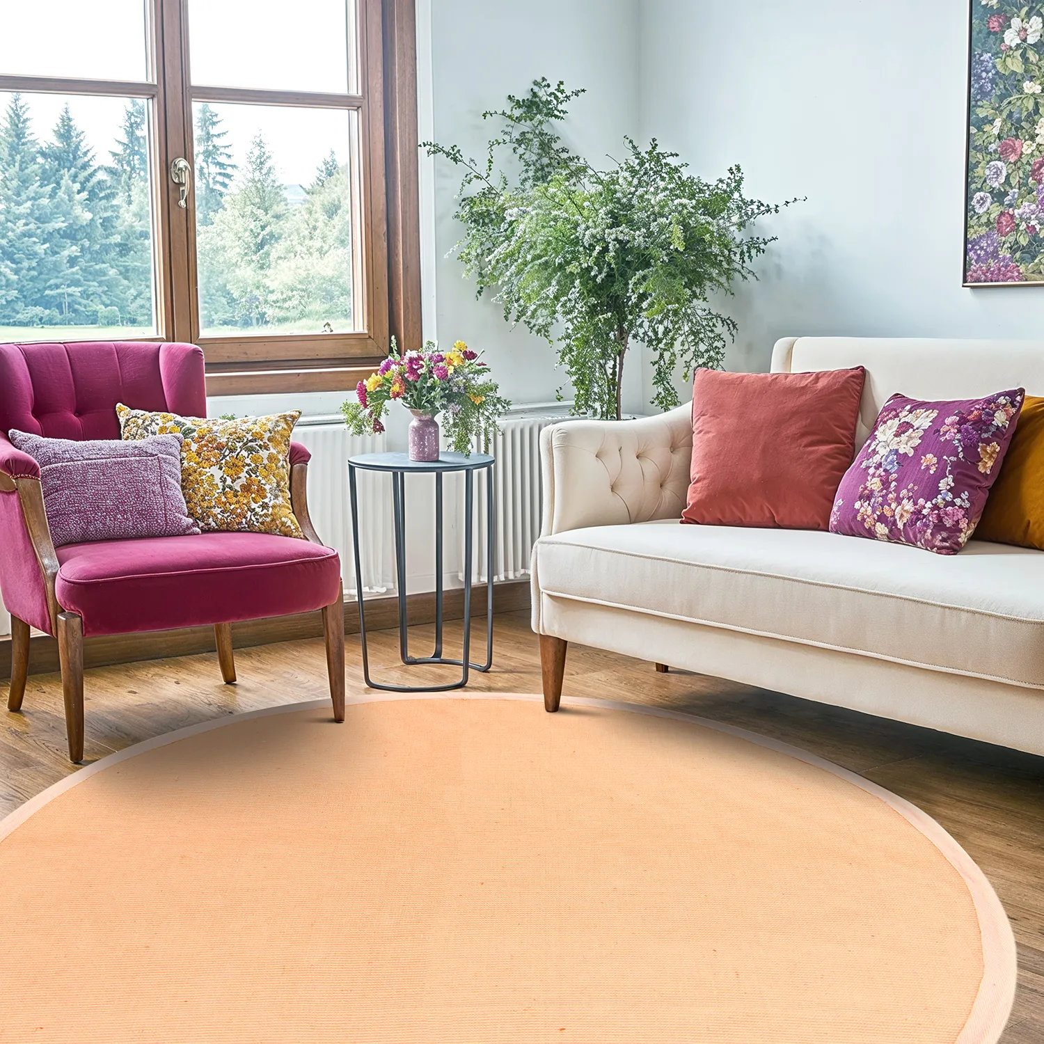 Kerek szizál szőnyeg - Agave (barack)