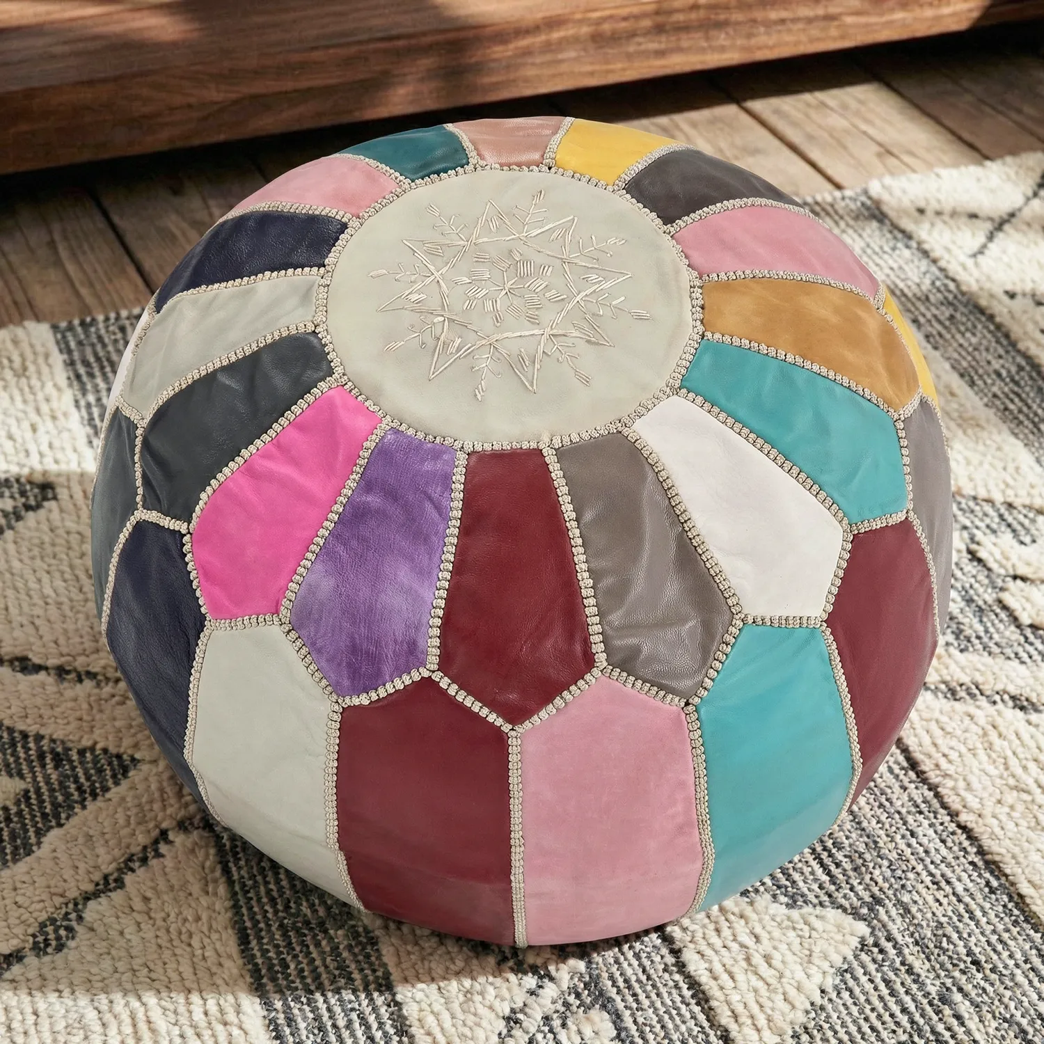 Ülőpuff - Marokkói bőrpuff (multi) 02