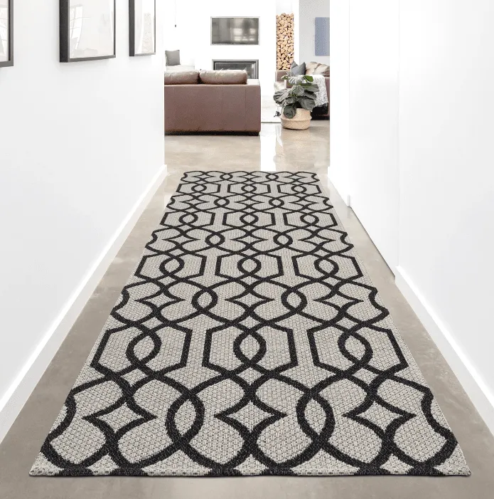 Pamut szőnyeg - Orsa (világosszürke/fekete)