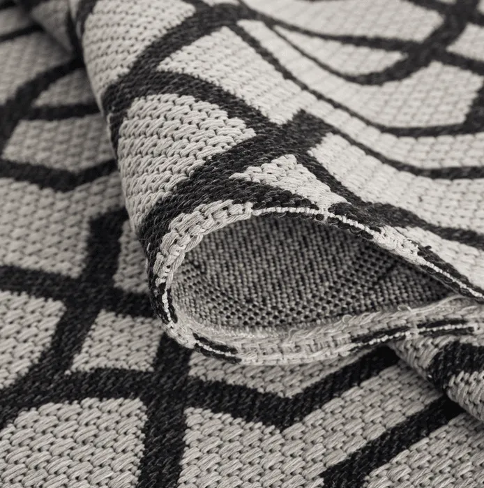 Pamut szőnyeg - Orsa (világosszürke/fekete)