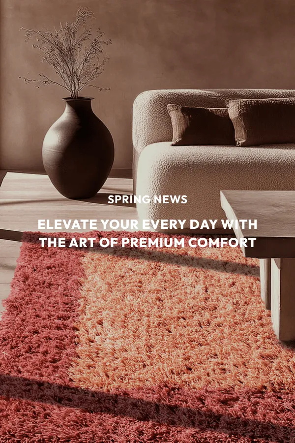 Elegáns, puha shaggy szőnyeg meleg őszi árnyalatokban, amely hívogató és stílusos hangulatot kölcsönöz a nappalinak.