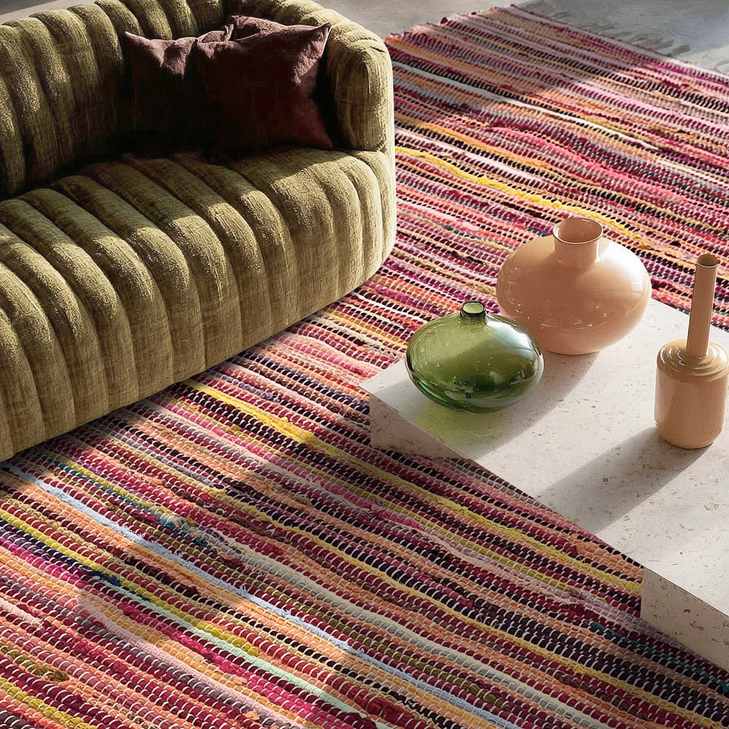 Rongyszőnyeg - Happy (rózsaszín/multi)