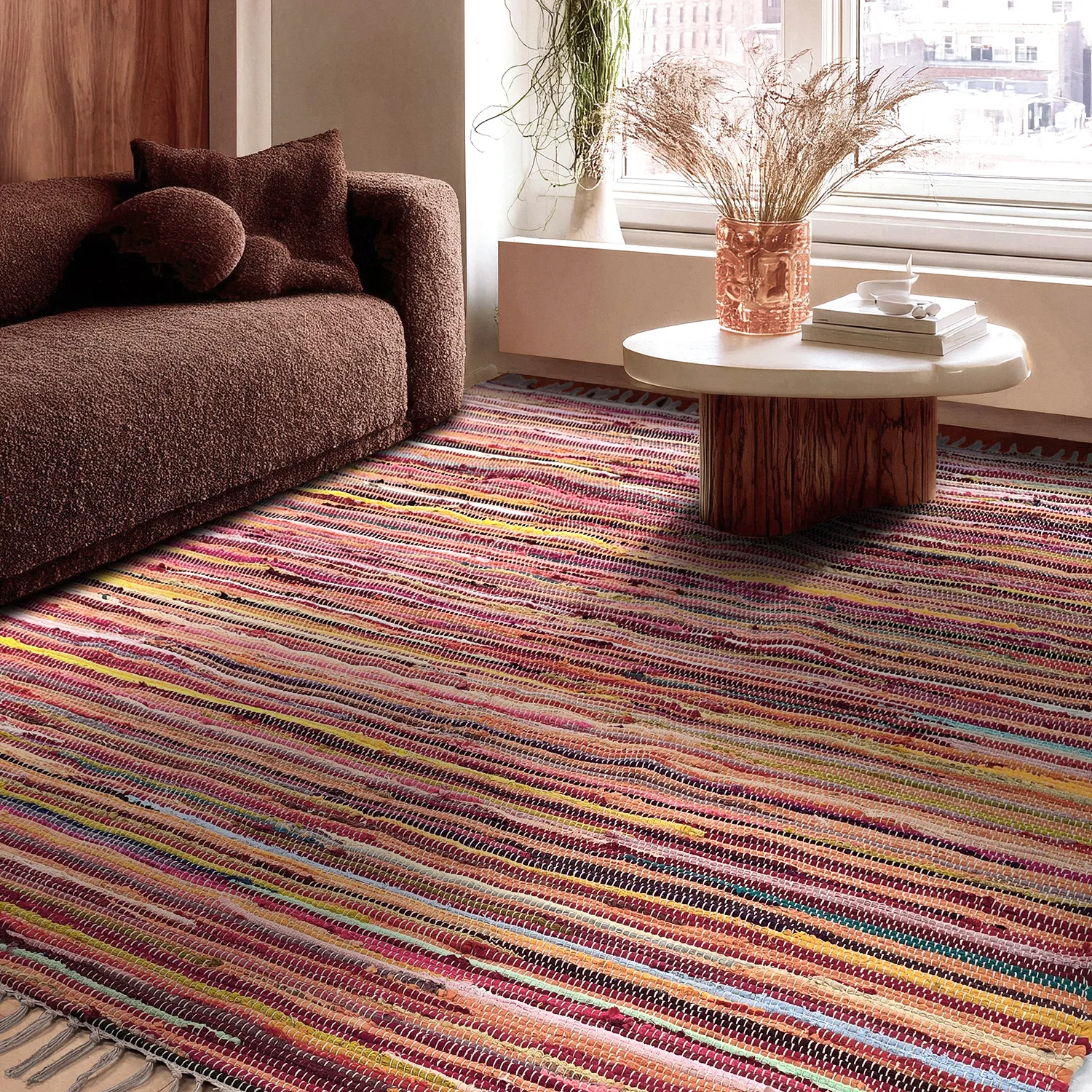 Rongyszőnyeg - Happy (rózsaszín/multi)