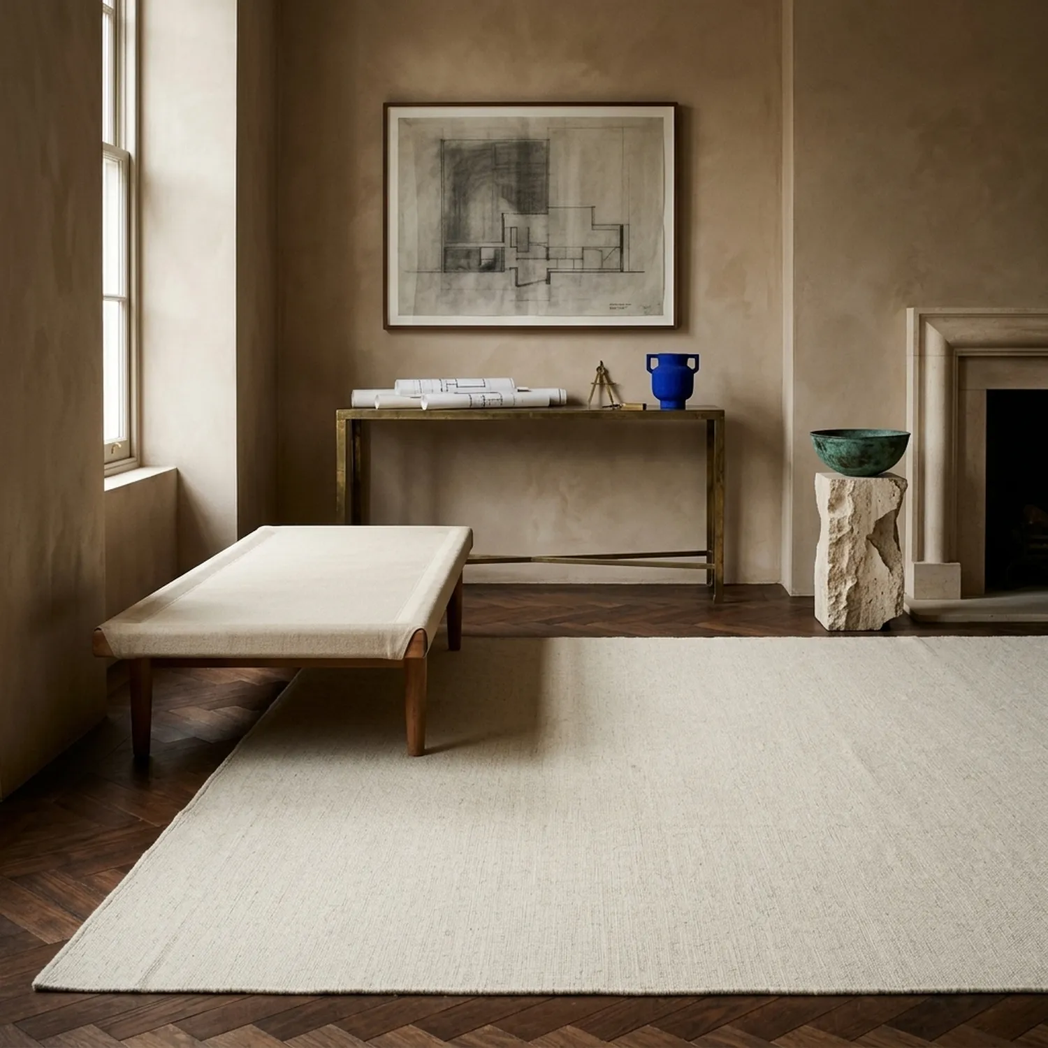 Gyapjúszőnyeg - Charonne Flat Handloom Wool Premium (krém)