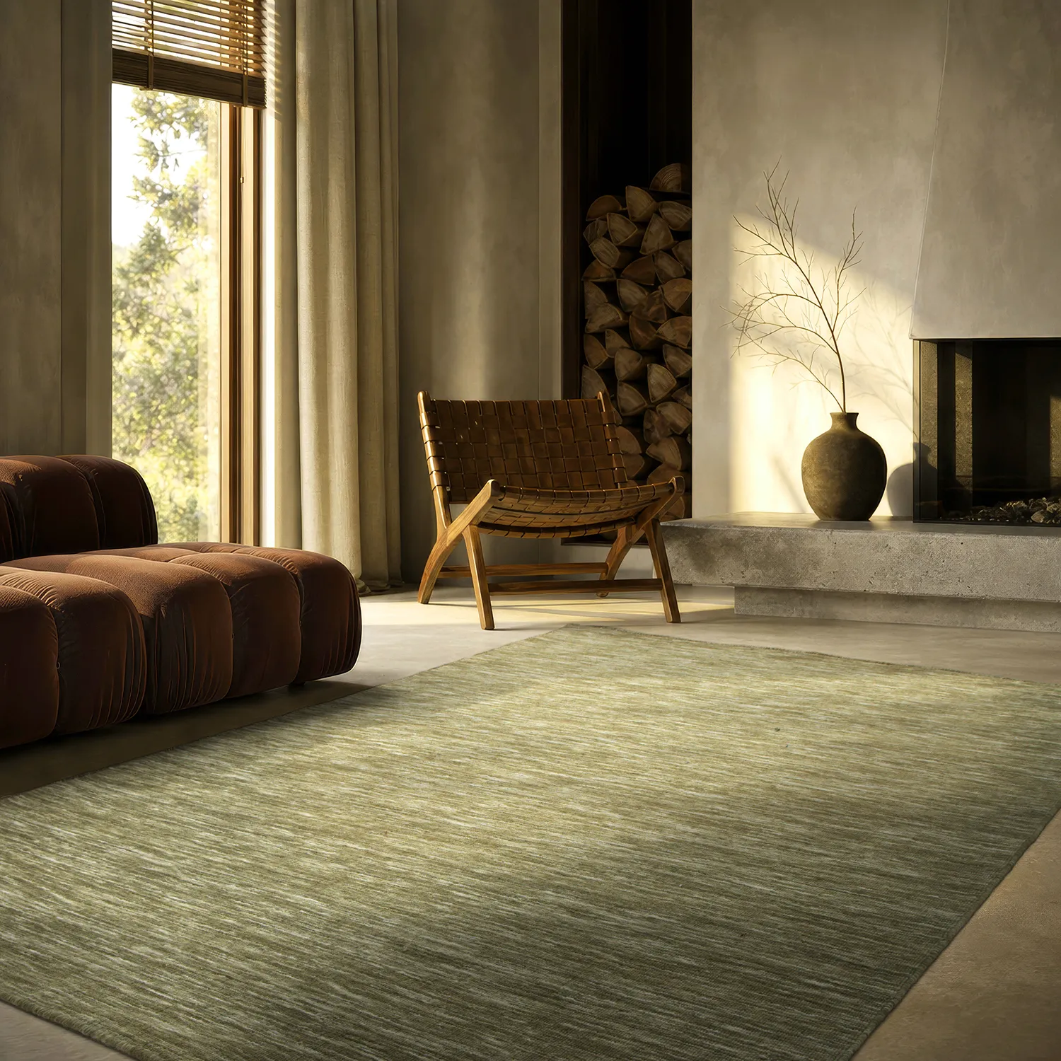 Gyapjúszőnyeg - Charonne Flat Handloom Wool Premium (zöld)