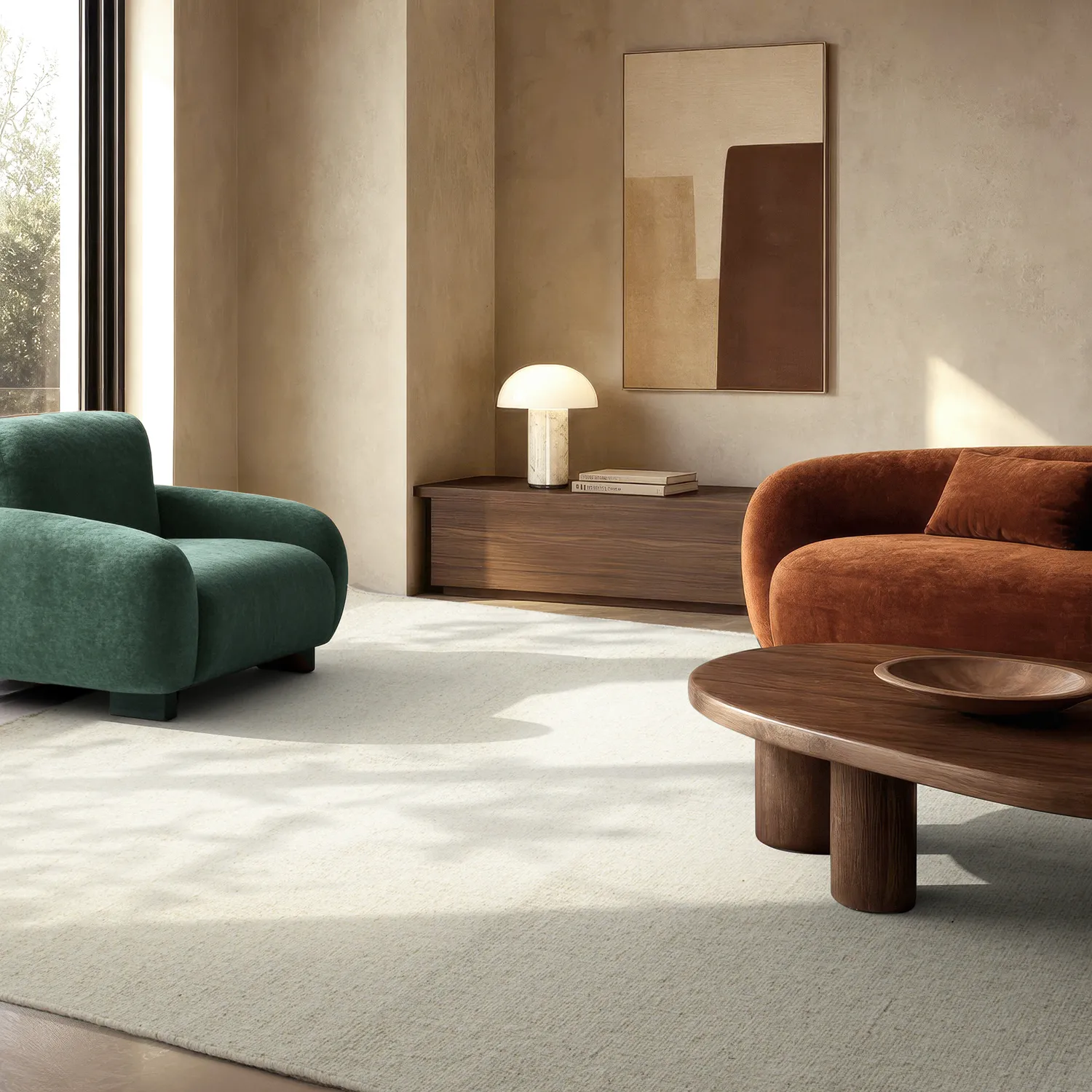 Gyapjúszőnyeg - Charonne Flat Handloom Wool Premium (krém)